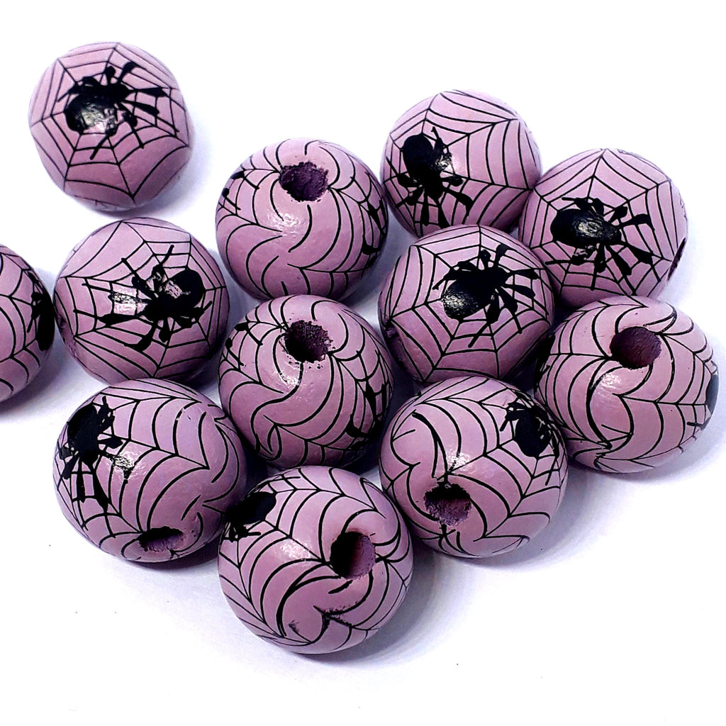 Spider Web Purple Wood 16x15mm - 5pcs