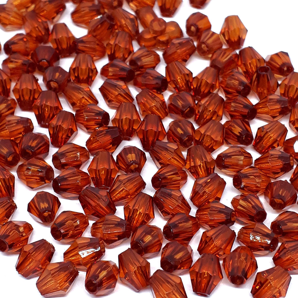 Brown Acrylic Faceted Oval Bicone 6x5mm 30g