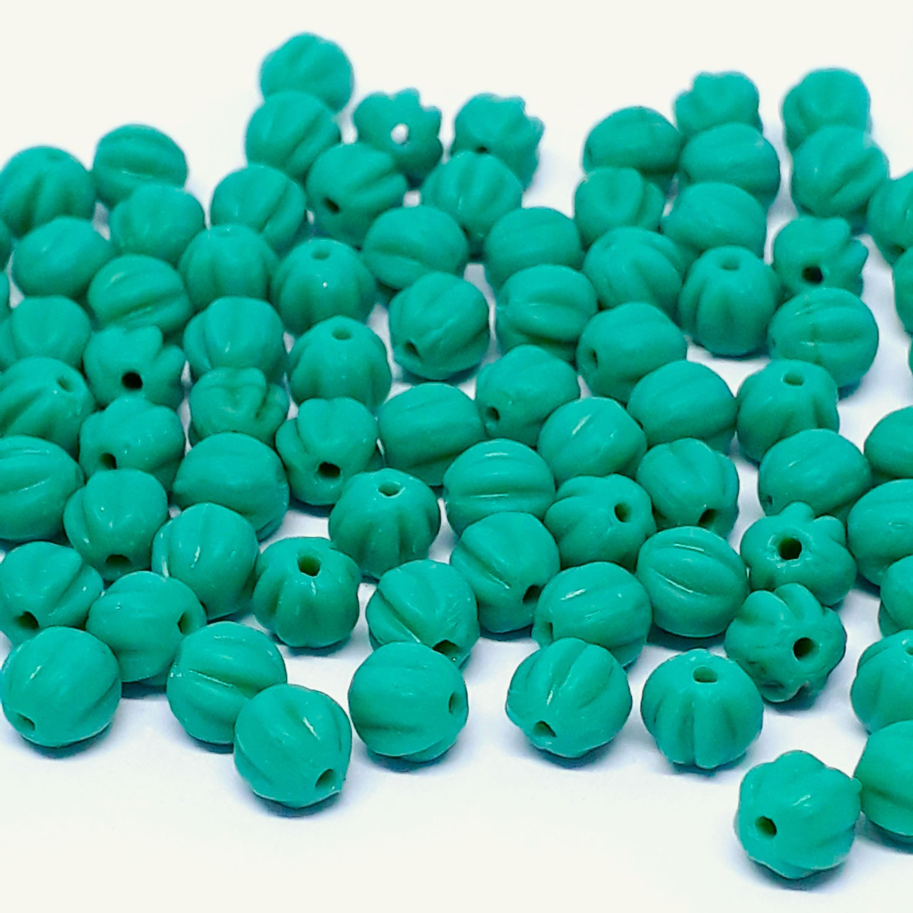 Matte Teal Fluted Czech Glass 4mm - 40pcs