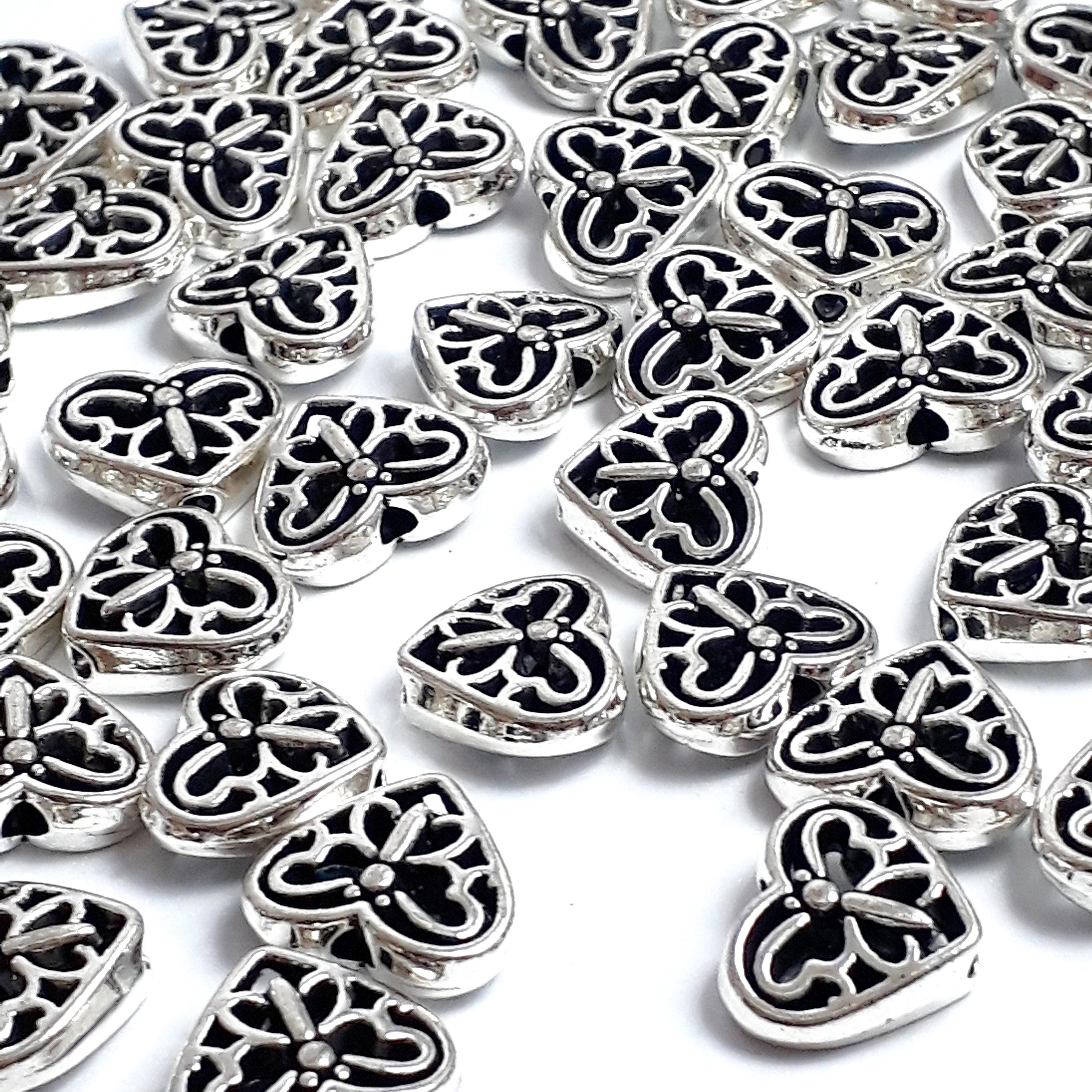 Filigree Butterfly Heart Antique Silver 12x10mm - 10pcs
