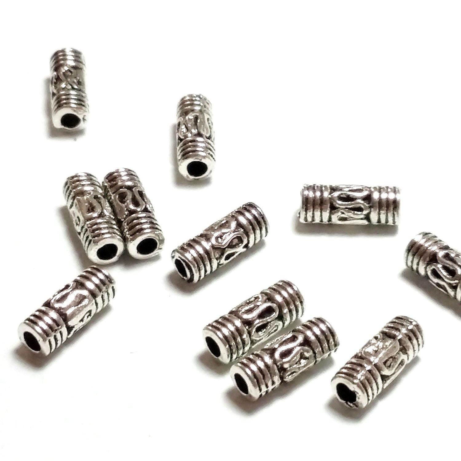 Slim Tube Antique Silver 8x3mm - 50pcs