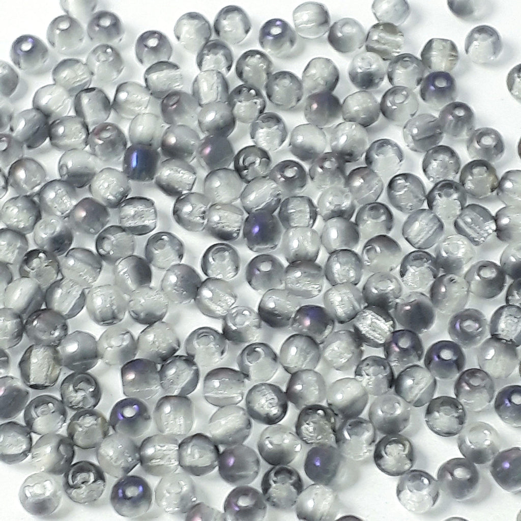 Grey & Metallic Blue Czech Glass Round 3mm - 120pcs