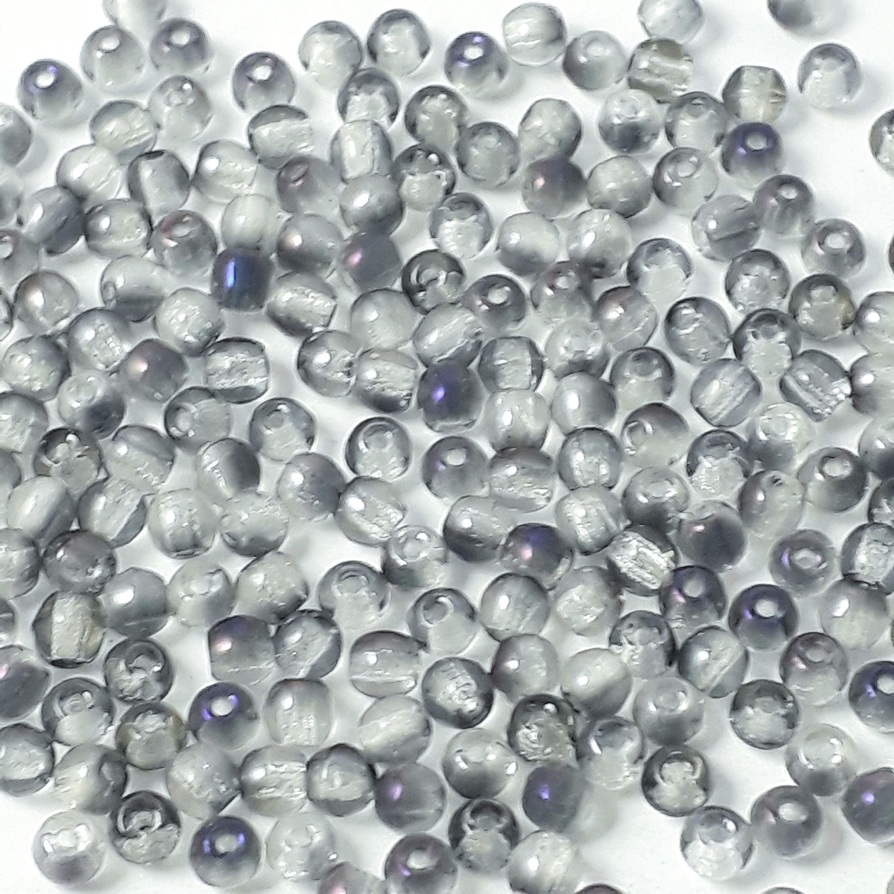Grey & Metallic Blue Czech Glass Round 3mm - 120pcs