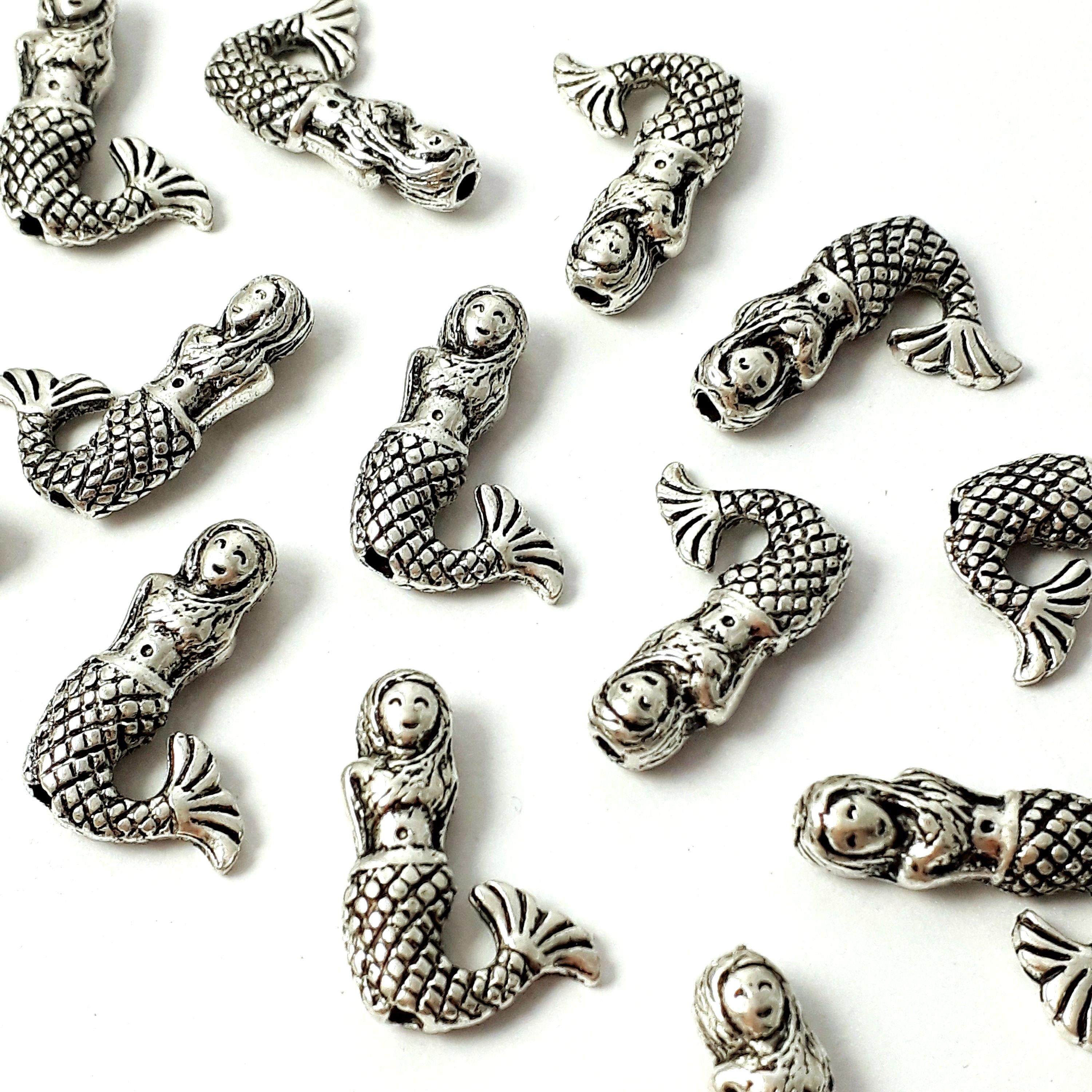 6pcs Mermaid Antique Silver 17x13mm - 6pcs