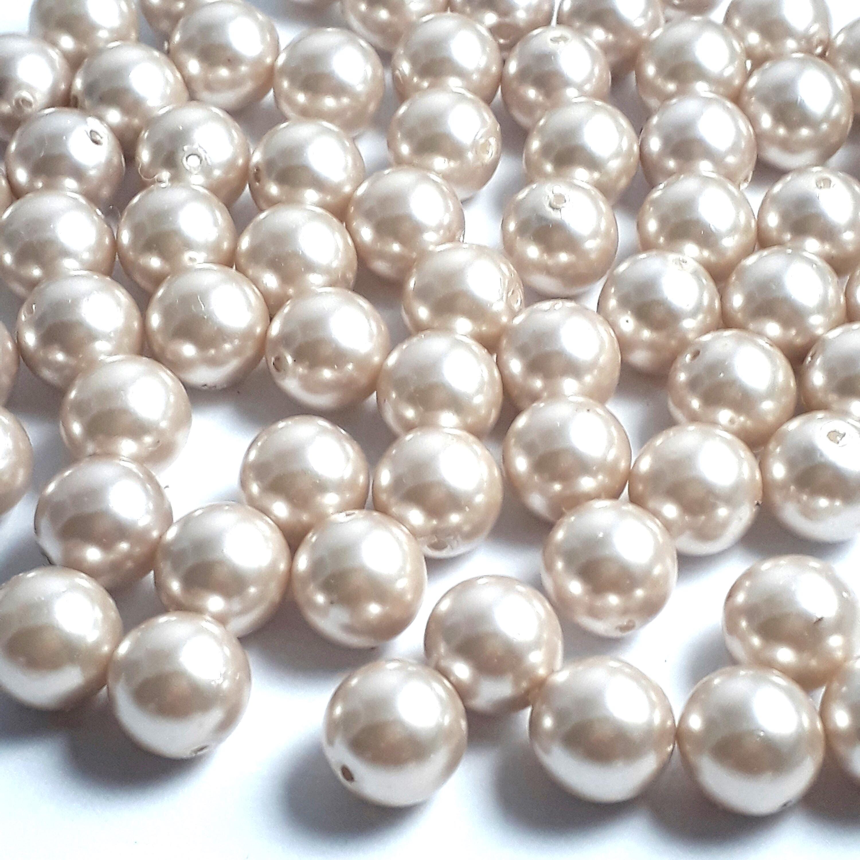 Pearlized Light Brown Czech Glass Round 8mm - 20pcs