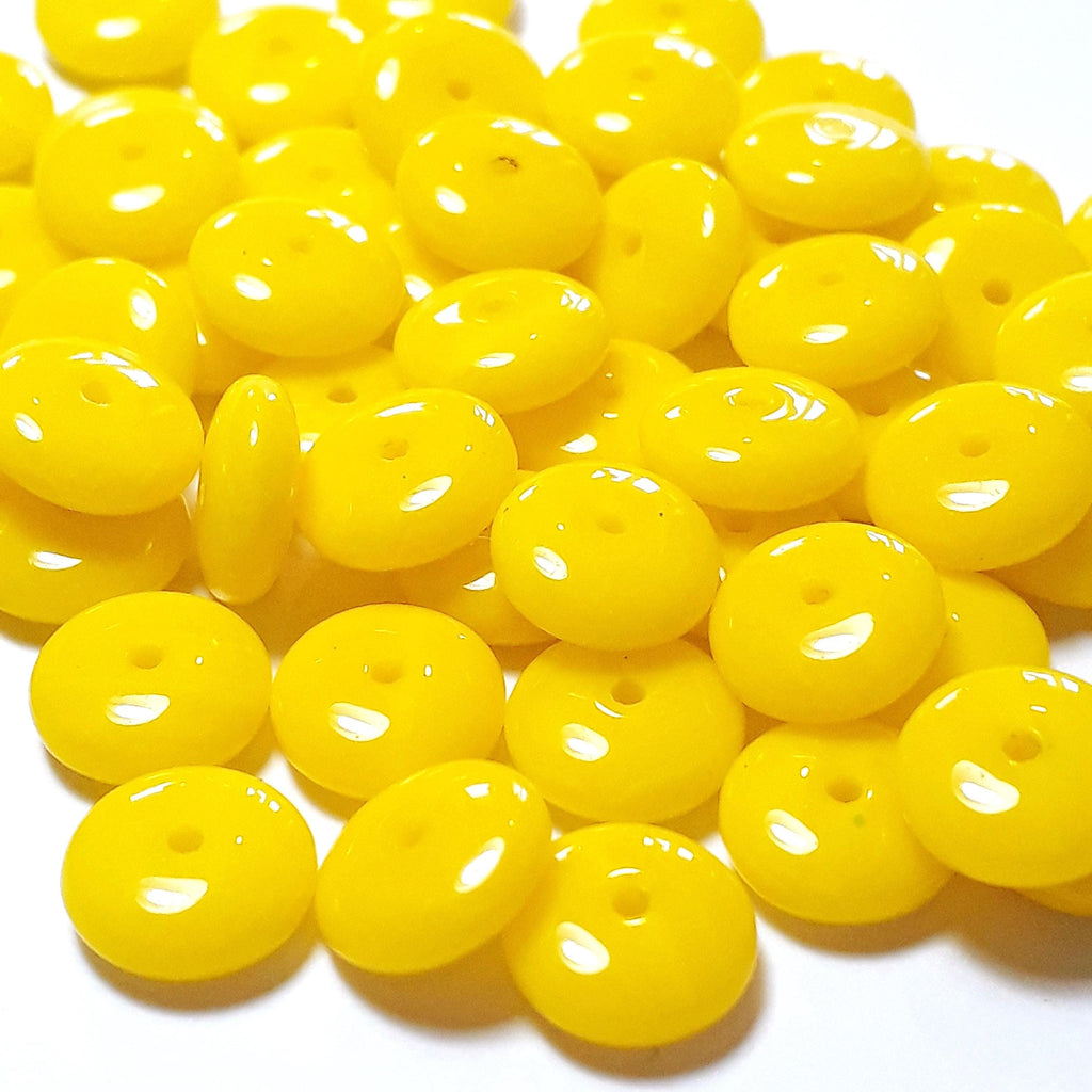 Bright Yellow Czech Glass Druk Disc 8mm - 20pcs
