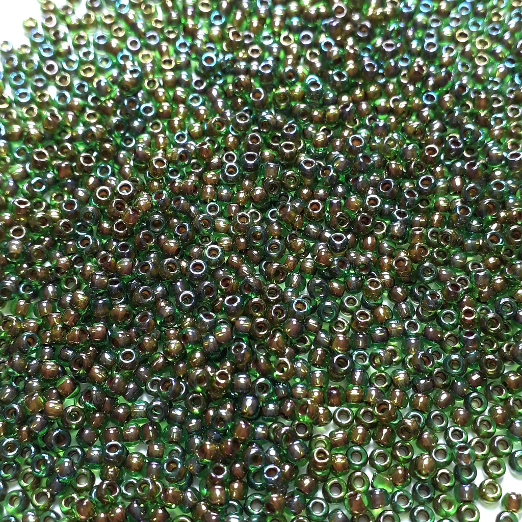 Peridot / Oxblood-Lined TOHO Seed Glas 11/0 - 10g