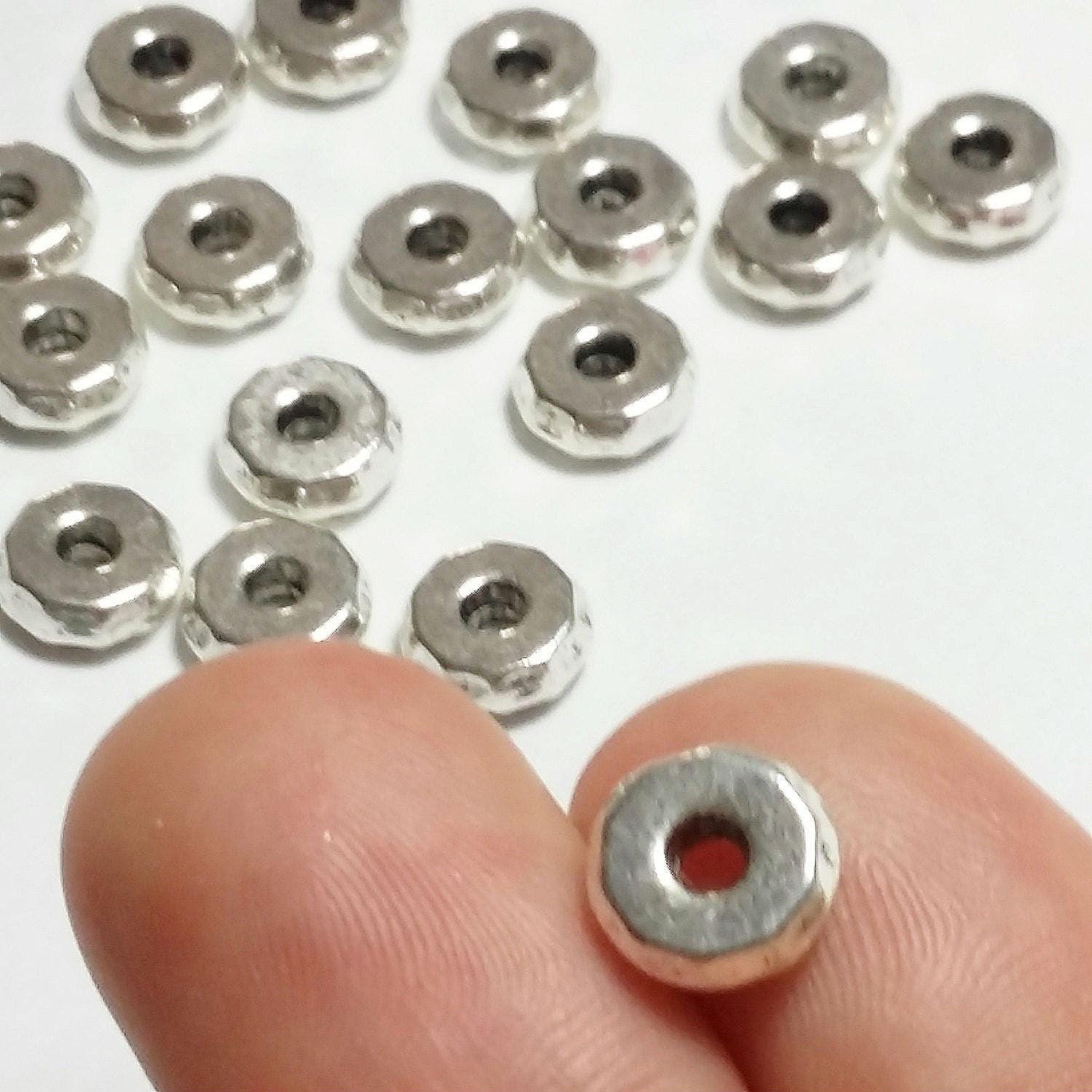 Faceted Tyre Ring Antique Silver 8mm - 20pcs