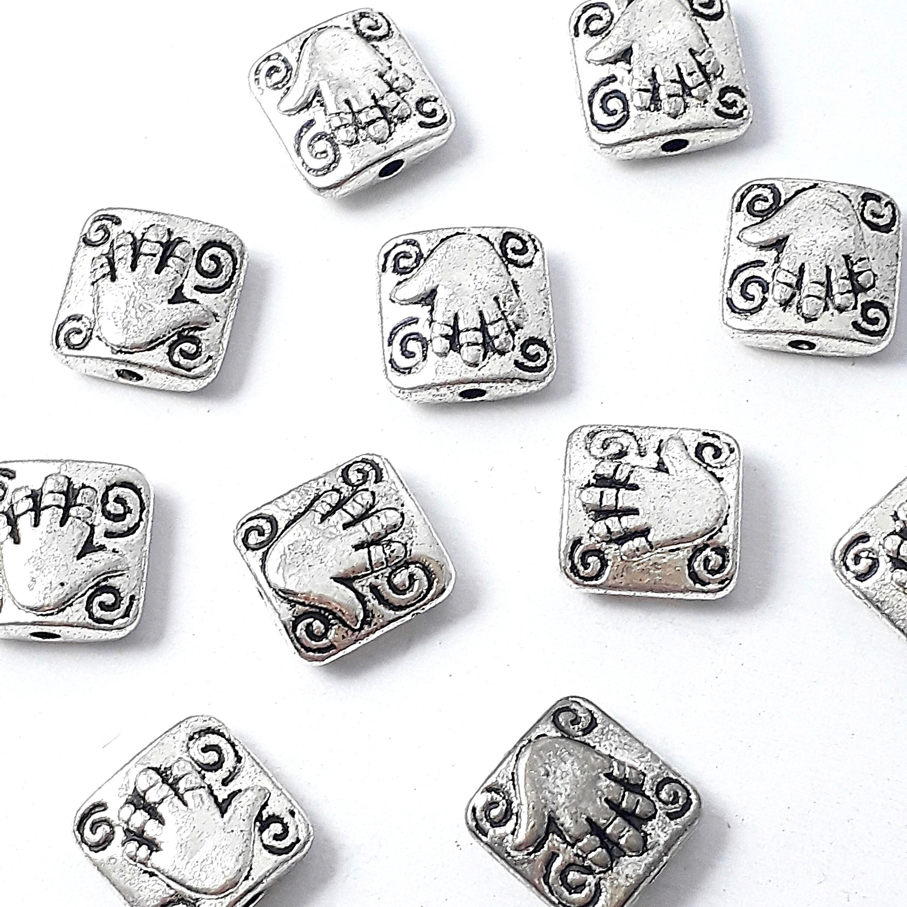 Square Hand Antique Silver 10mm - 10pcs