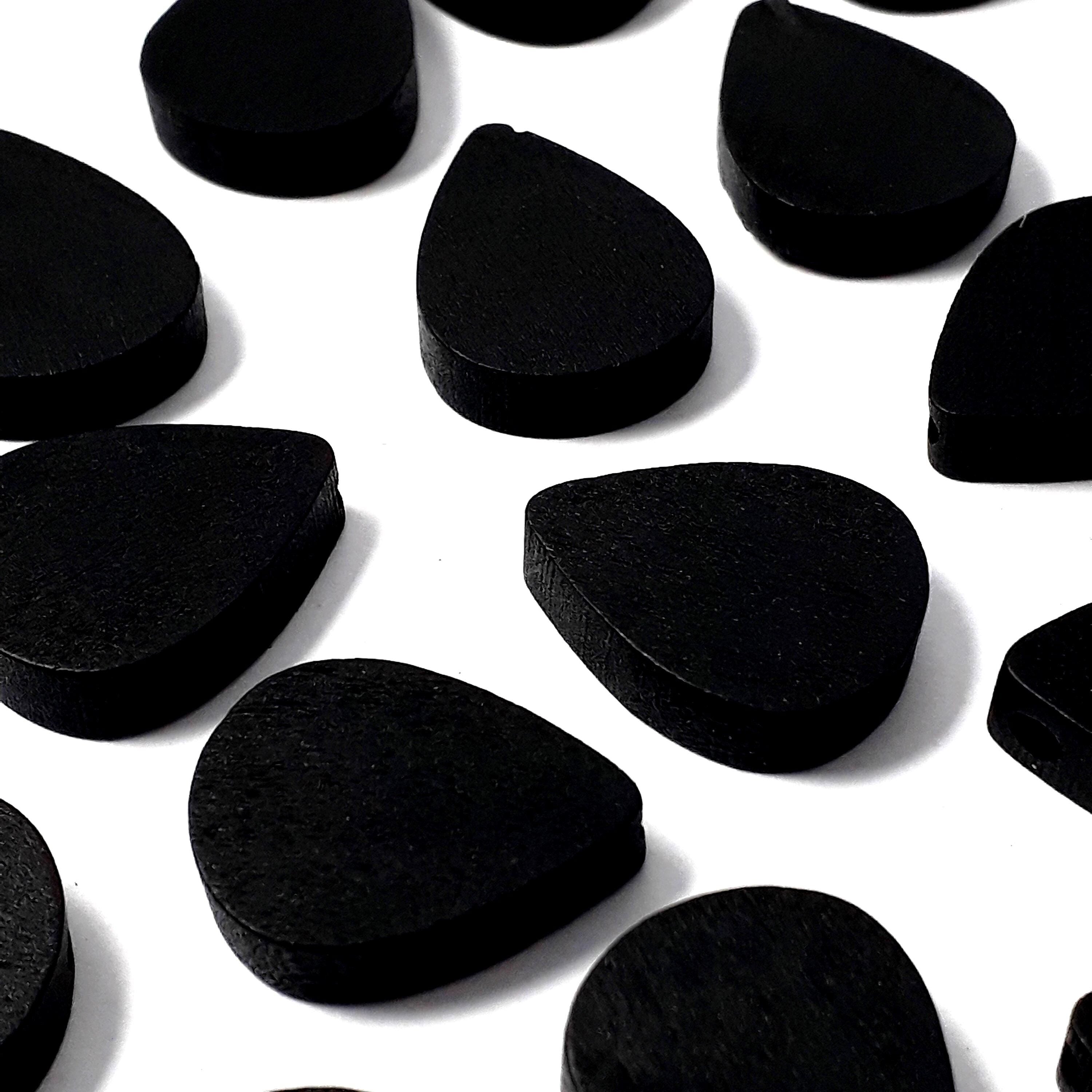 Black Teardrop Wood 19x16mm - 10pcs