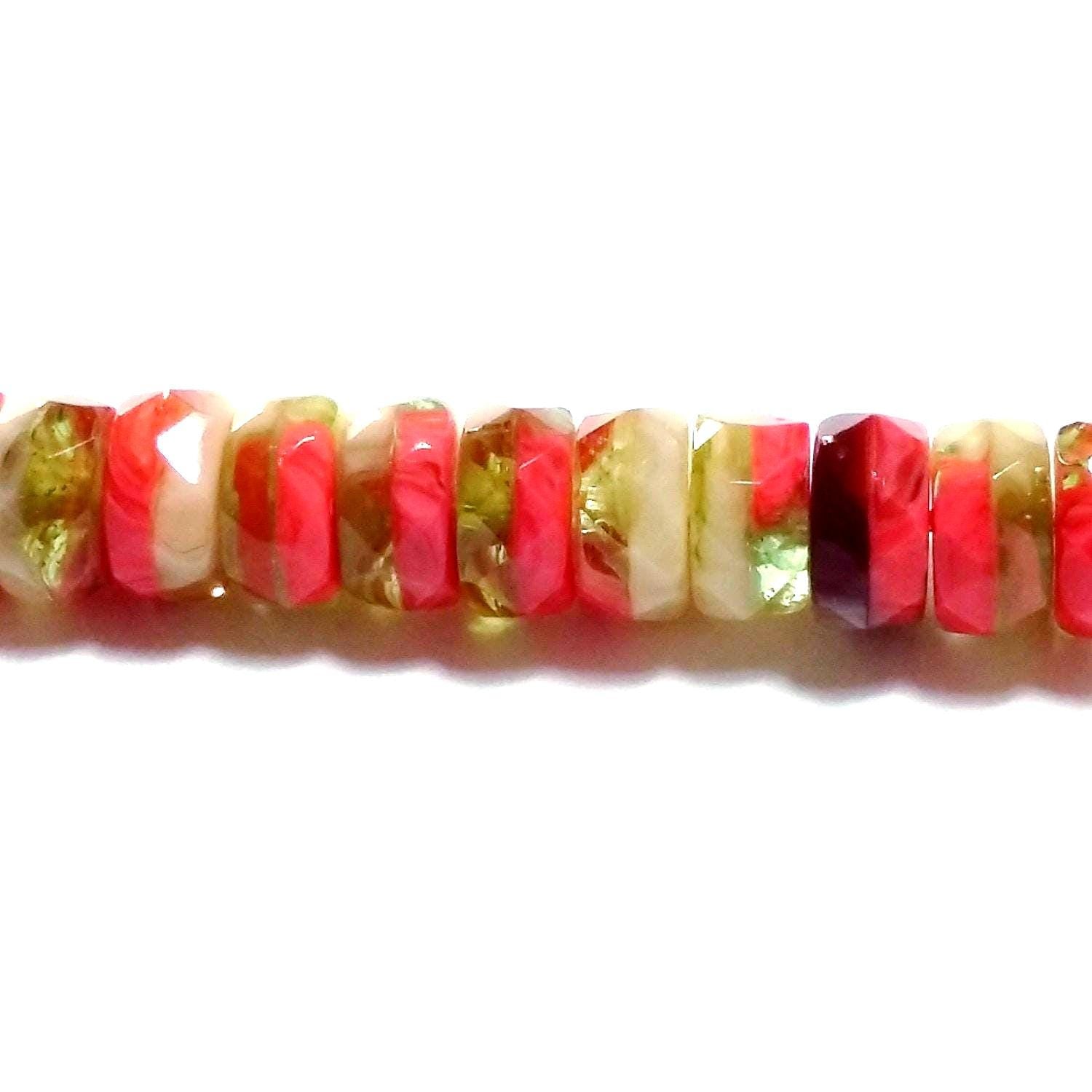 Multicoloured Czech Glass Faceted Belly Rondelle 6x3mm - 20pcs