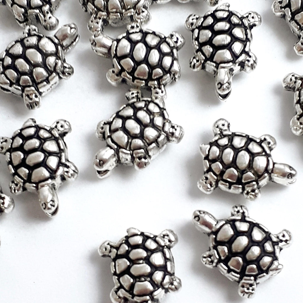 Tortoise Antique Silver 10x8mm - 20pcs