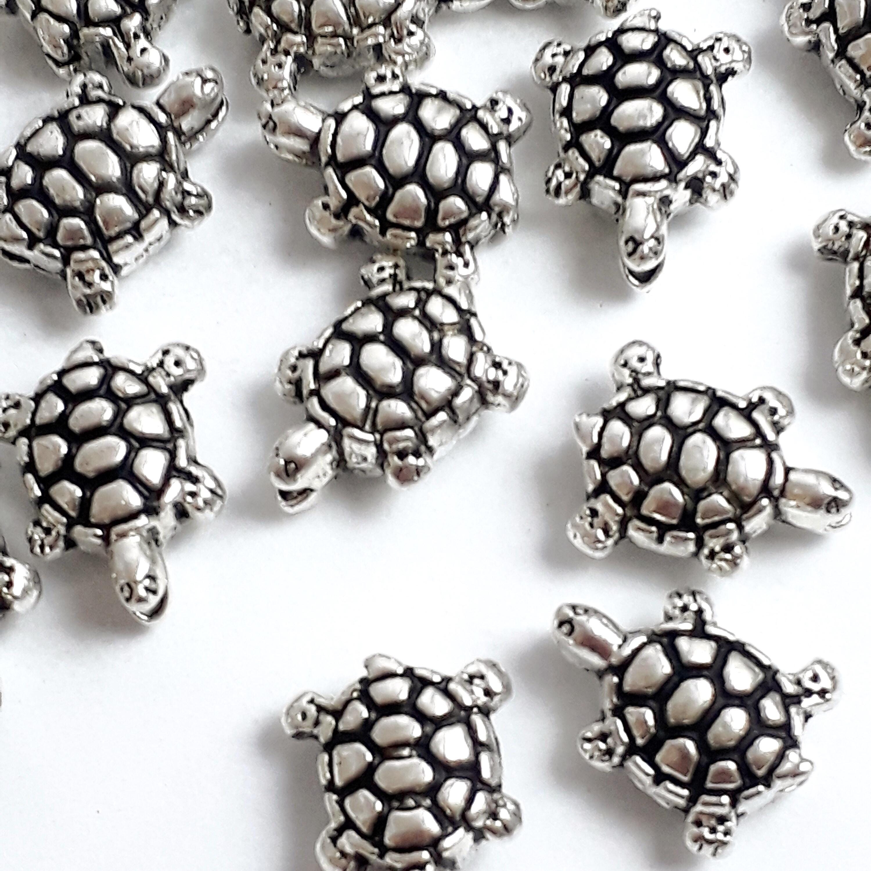 Tortoise Antique Silver 10x8mm - 20pcs