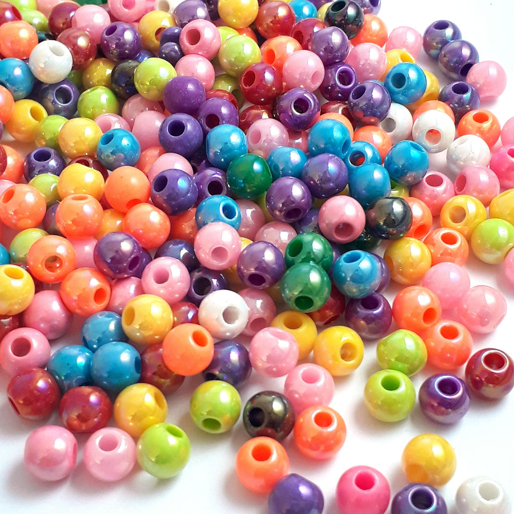 Acrylic AB Polished Round Colourful 6mm - 100pcs