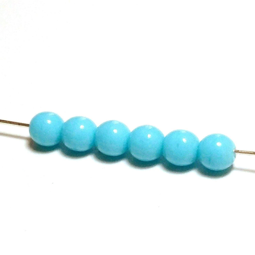 Light Blue Czech Pressed Glass Round Druk 6mm - 30pcs
