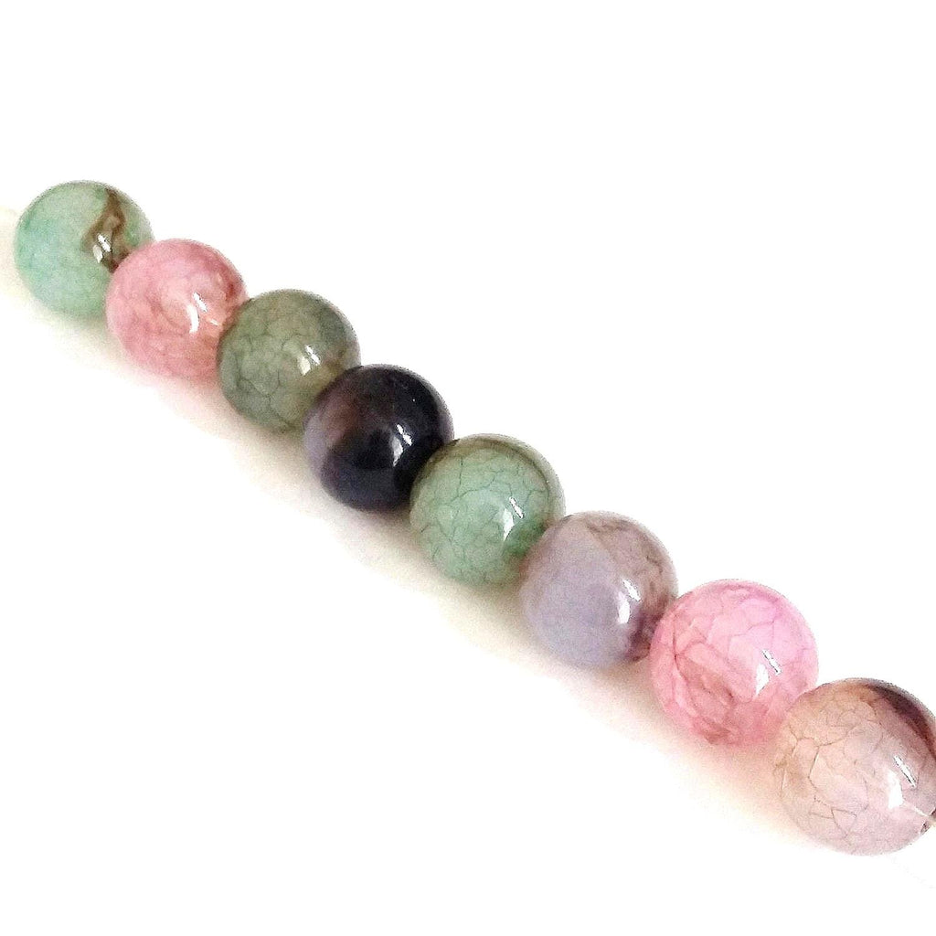 Pink, Green & Purple Acrylic Mottled 10mm - 25pcs