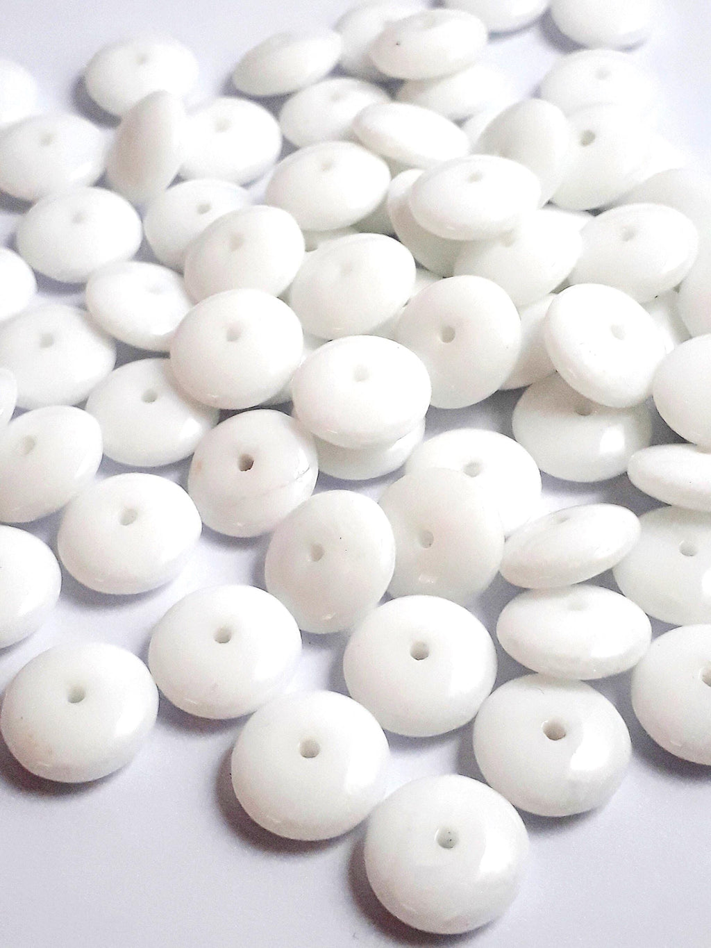 Opaque White Czech Glass Disc 10mm - 20pcs