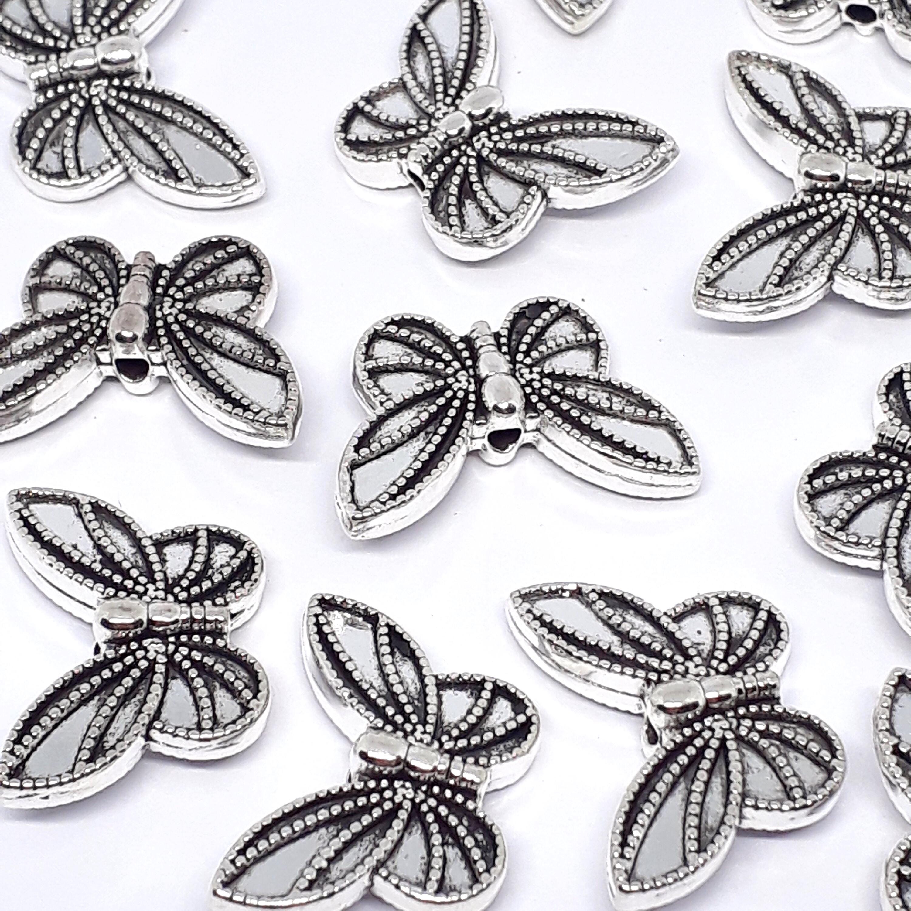 Large Silver Butterfly 20x14mm - 10pcs