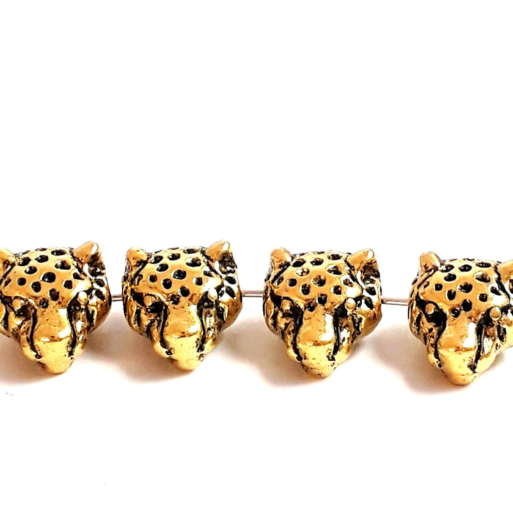 Leopard Head Gold Tone 13x11mm - 2pcs