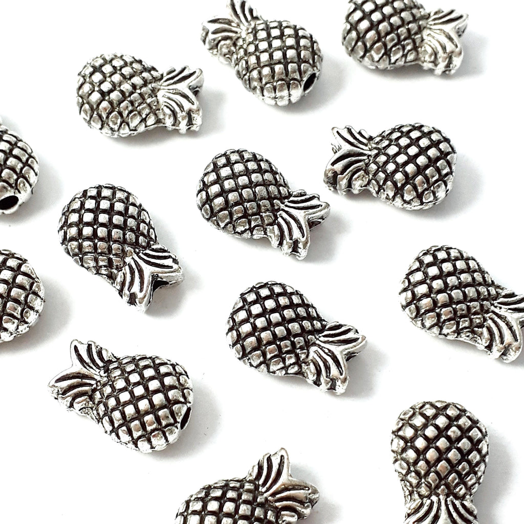 Pineapple Fruit Antique Silver 13x9mm - 10pcs