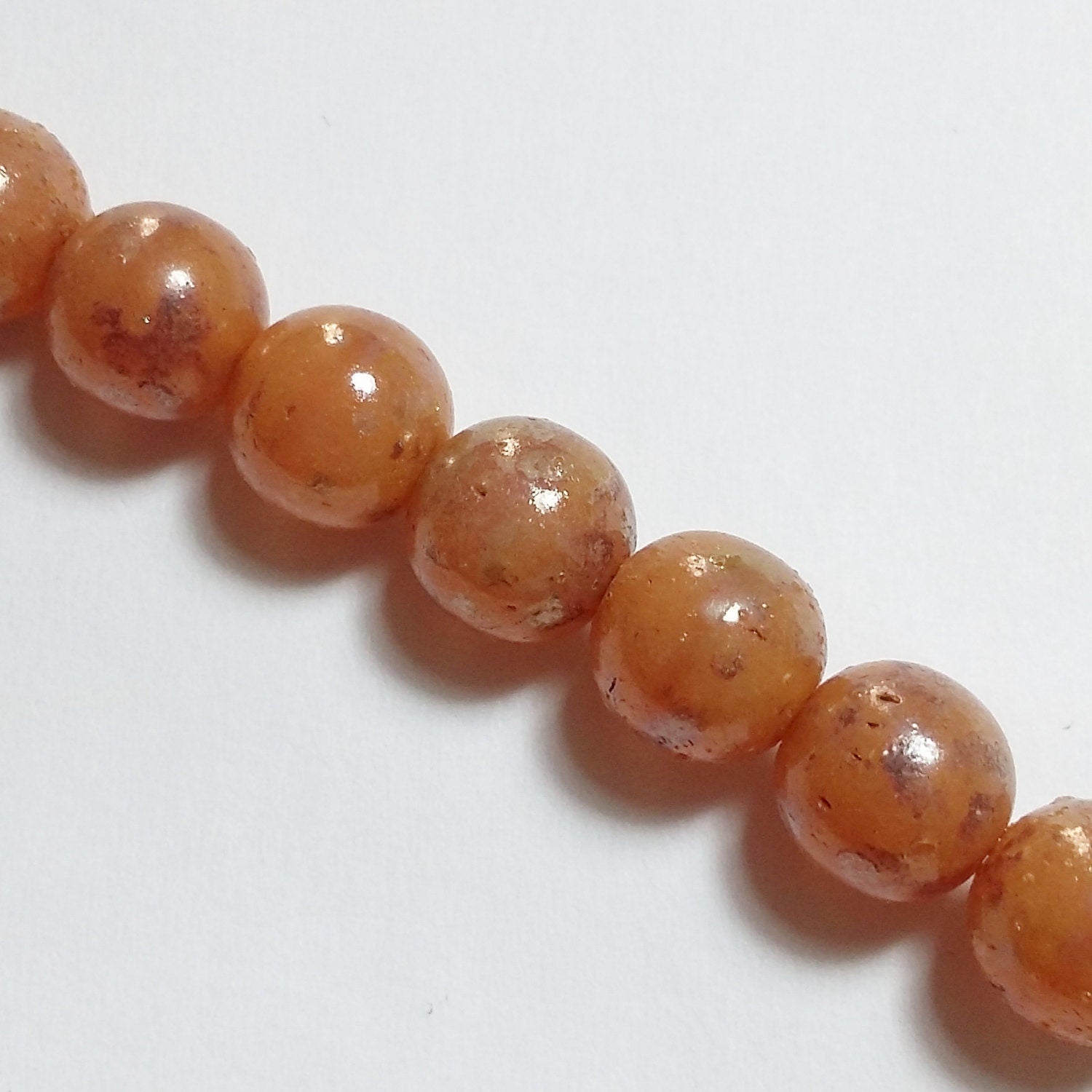 Orange & Brown Lustre Czech Glass 8mm - 10pcs