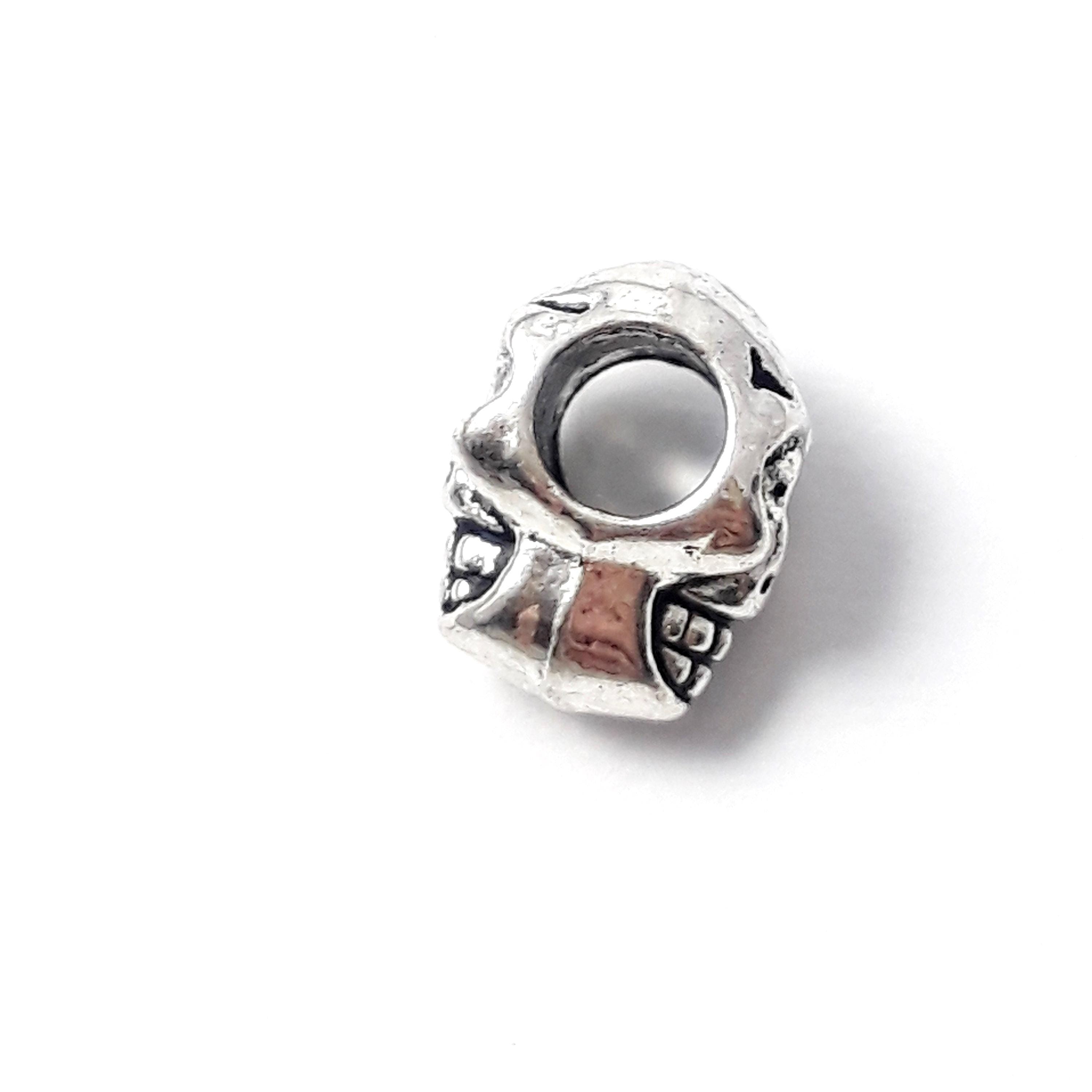 Double Sided Skull Antique Silver 12x7mm - 10pcs