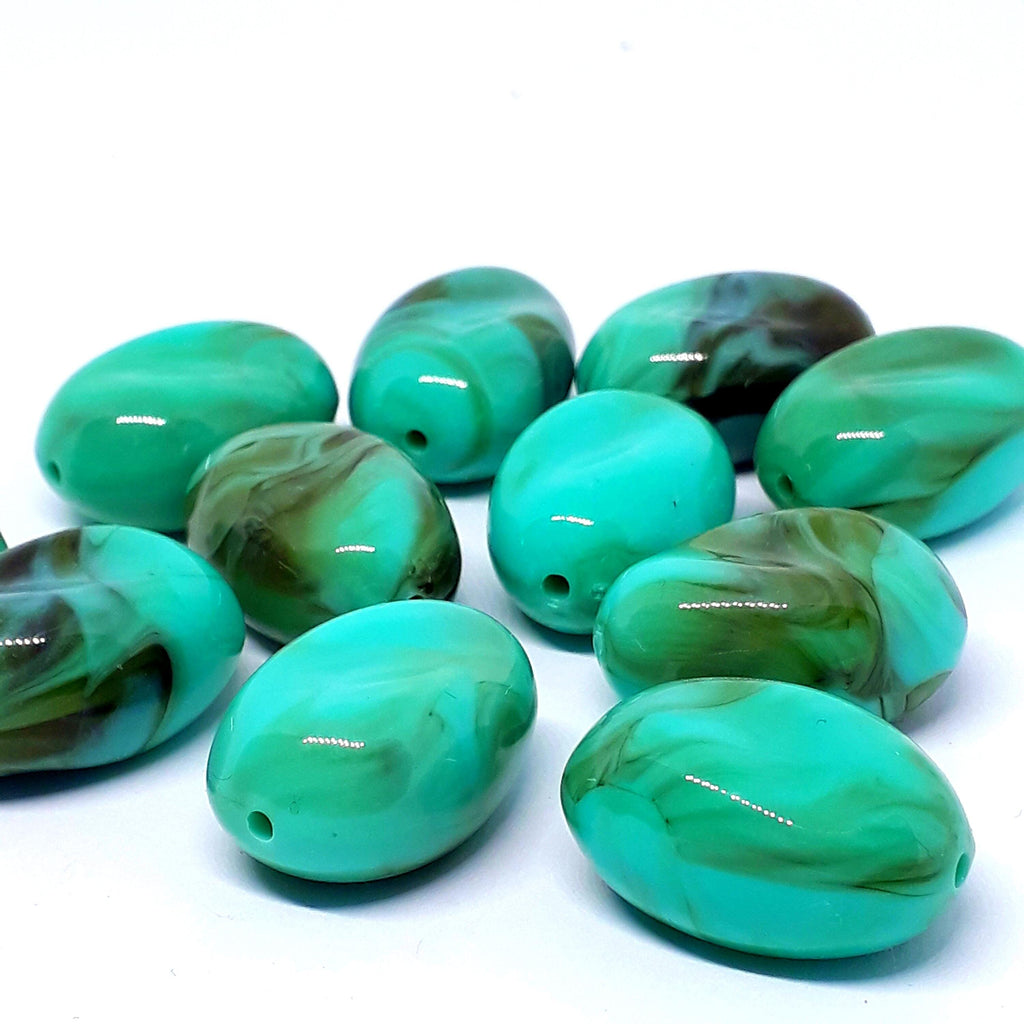 Green Turquoise Acrylic Twisted Teardrop 24x17mm - 5pcs