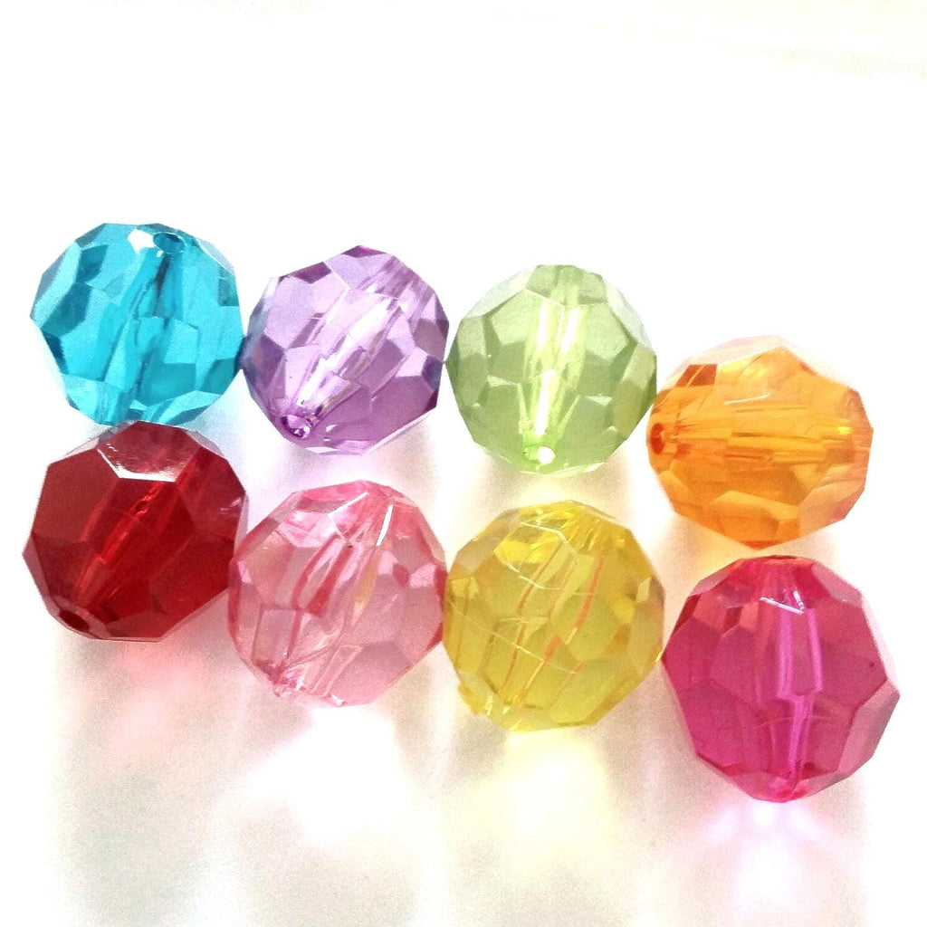 Large Acrylic Round Faceted 20mm - 5pcs