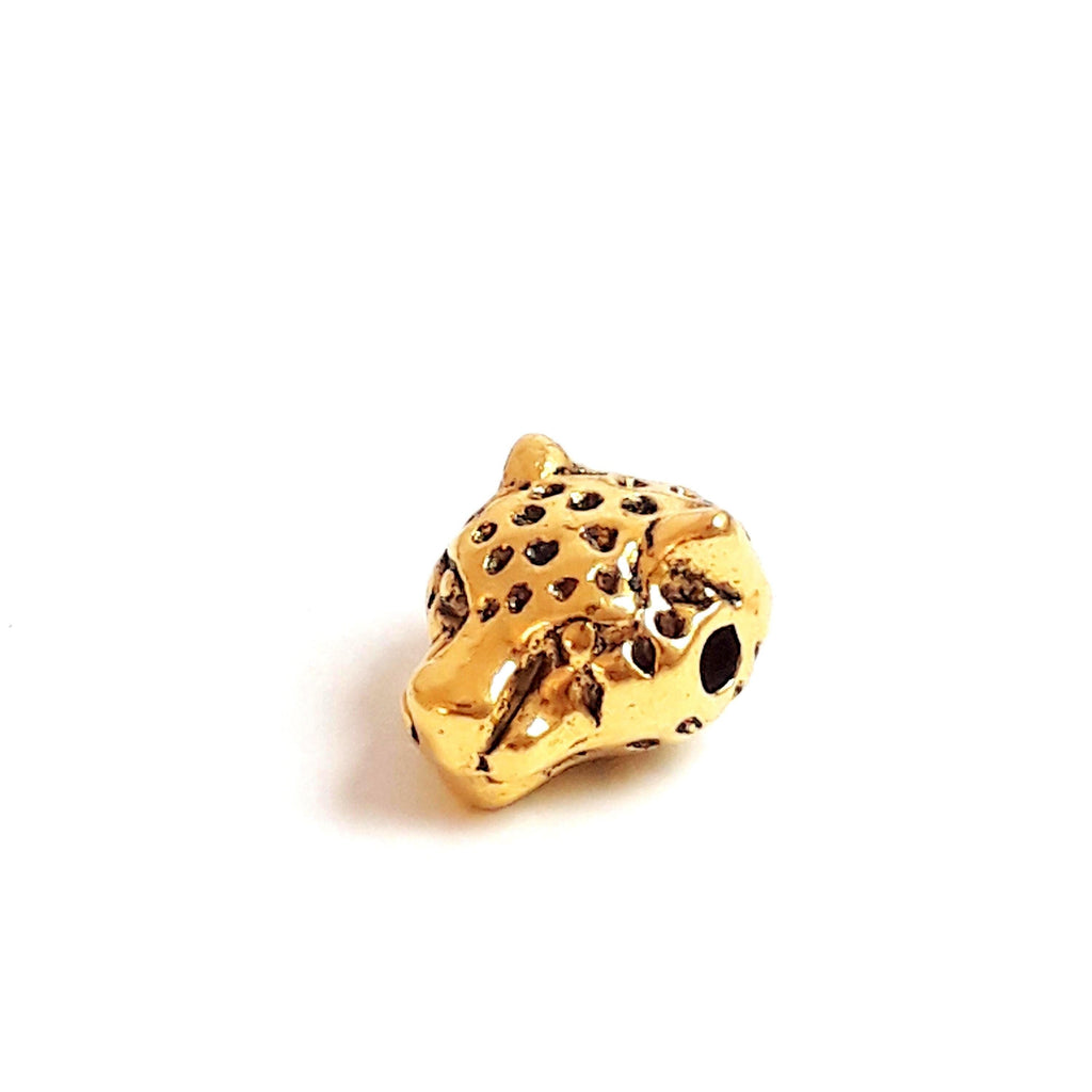Leopard Head Gold Tone 13x11mm - 2pcs