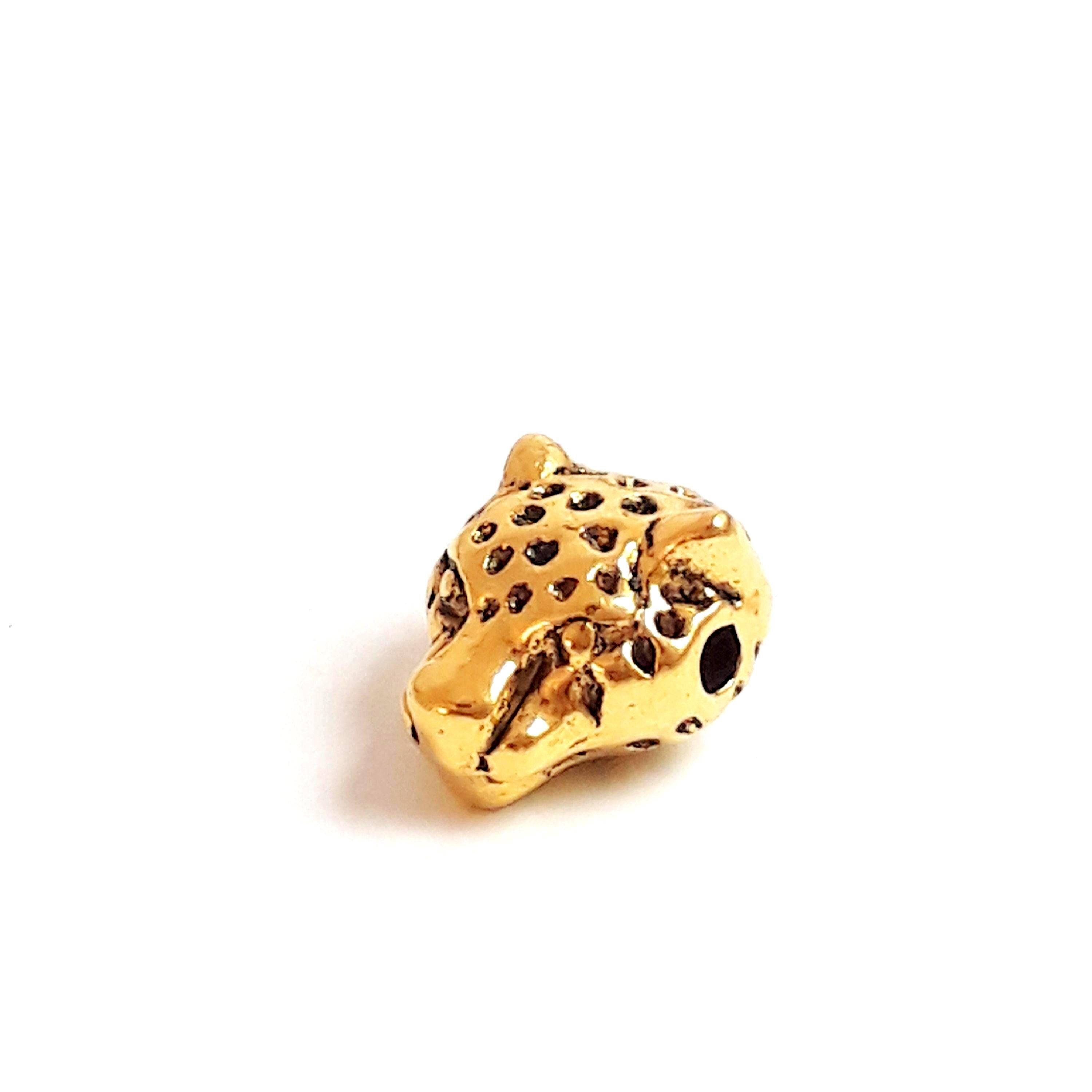 Leopard Head Gold Tone 13x11mm - 2pcs