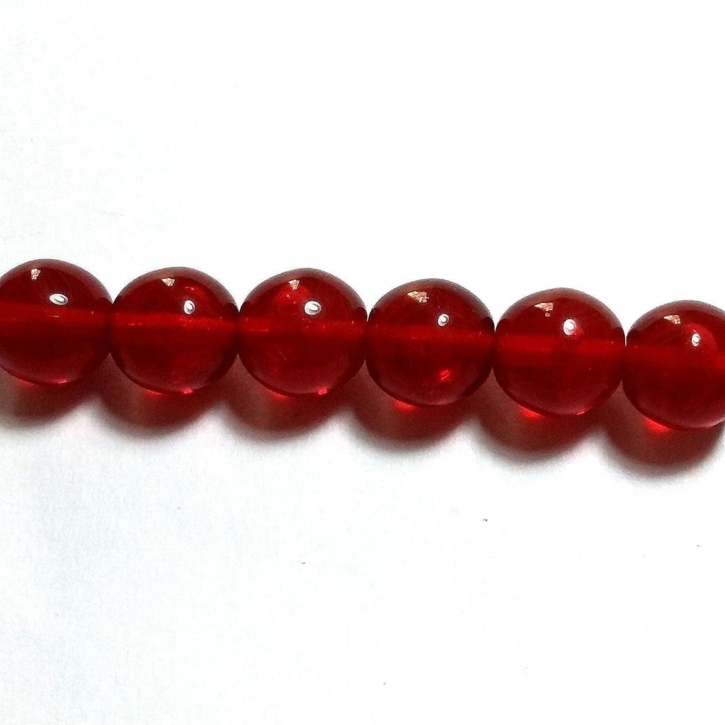 Red Round Czech Pressed Glass Druk 8mm - 10pcs