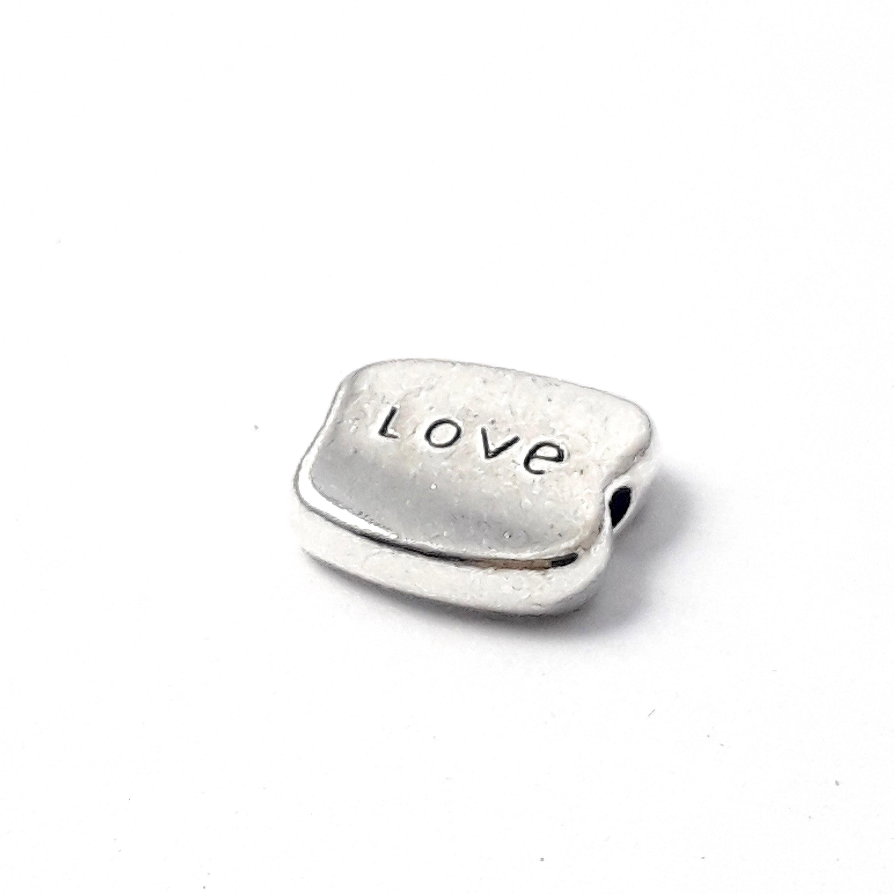 'Love' Irregular Rectangle Antique Silver 10x8mm - 10pcs