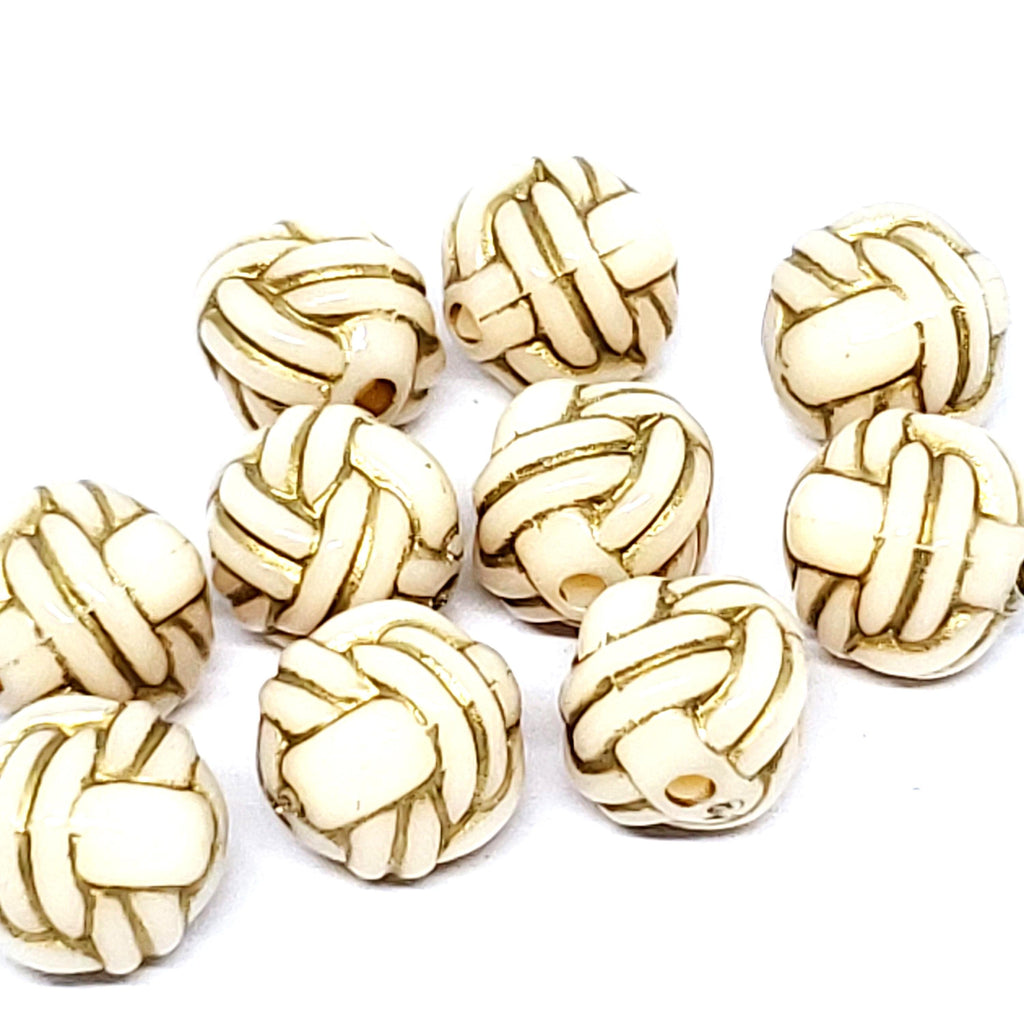 Beige & Gold Resin Knot Rope 11mm - 2pcs