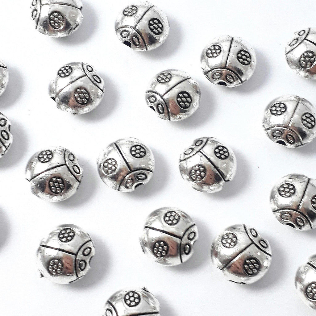 Ladybird Antique Silver 9mm - 10pcs