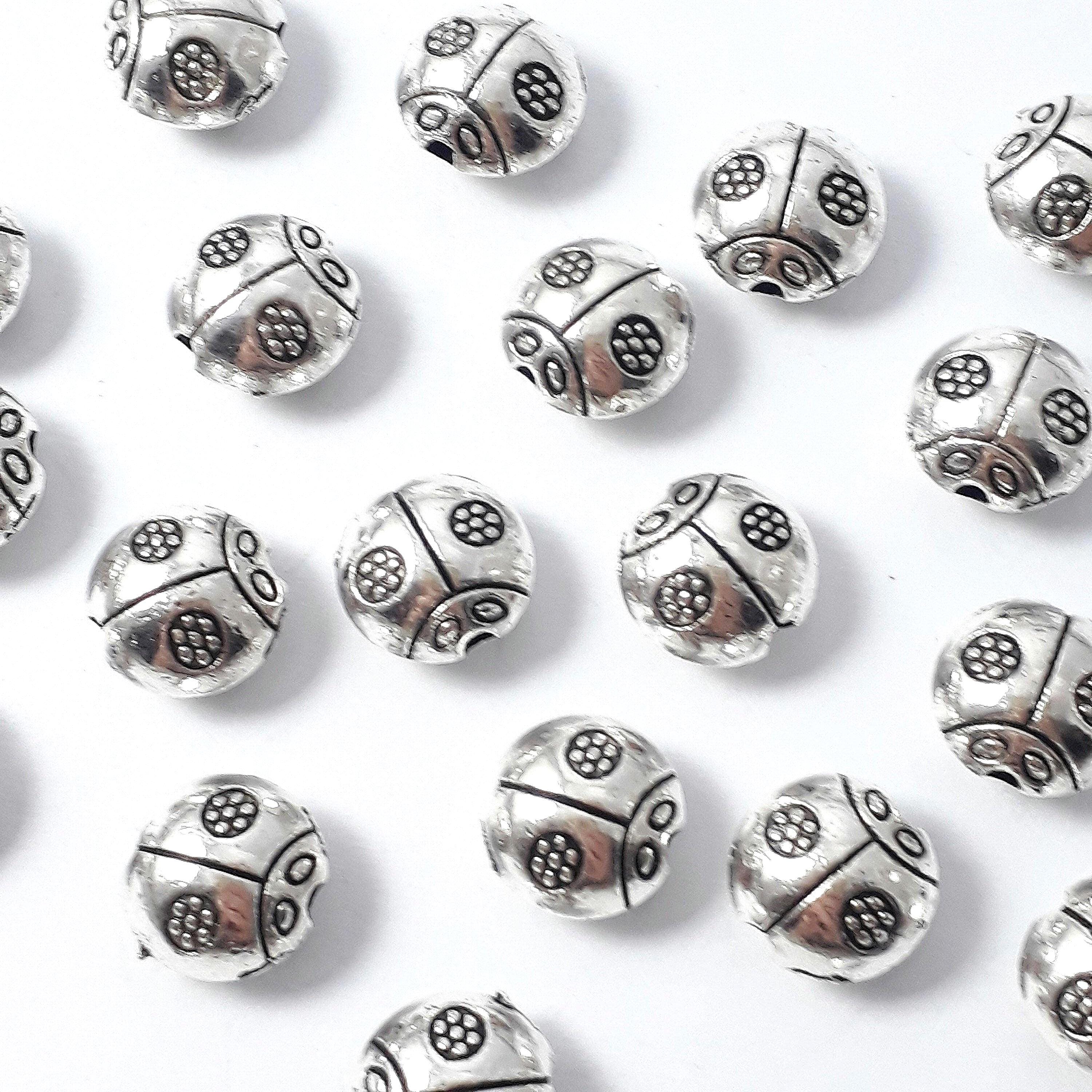 Ladybird Antique Silver 9mm - 10pcs