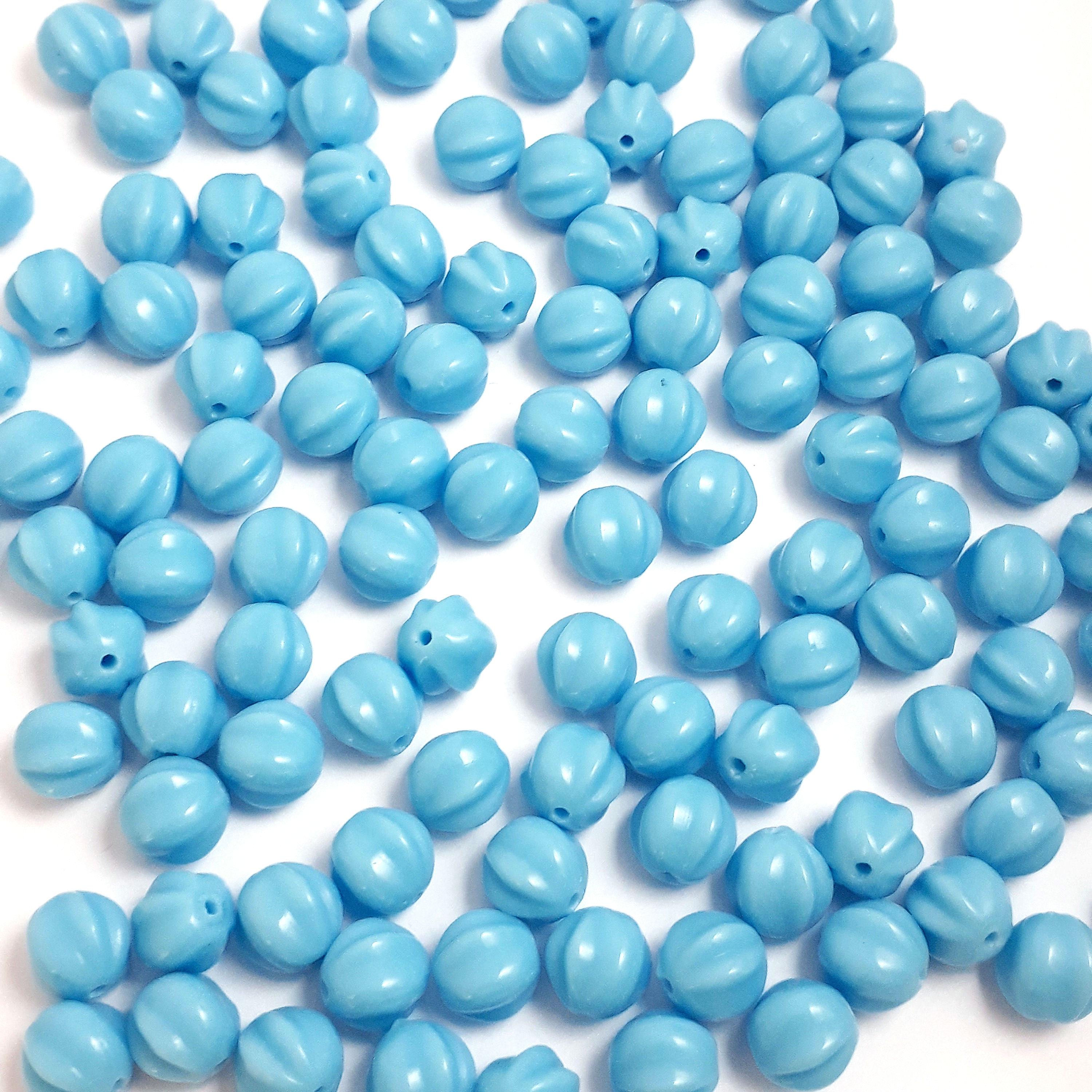 Light Blue Fluted Czech Glass 5mm - 30pcs