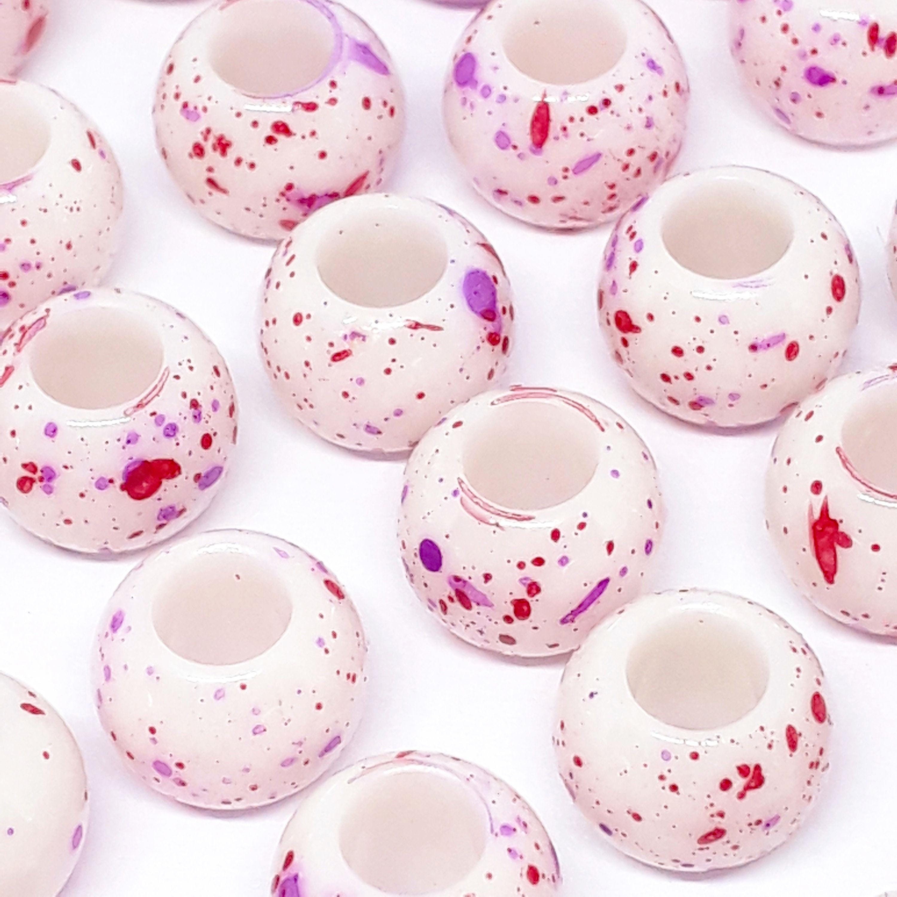 Red & Purple Mottled Acrylic Pony 10mm - 50pcs