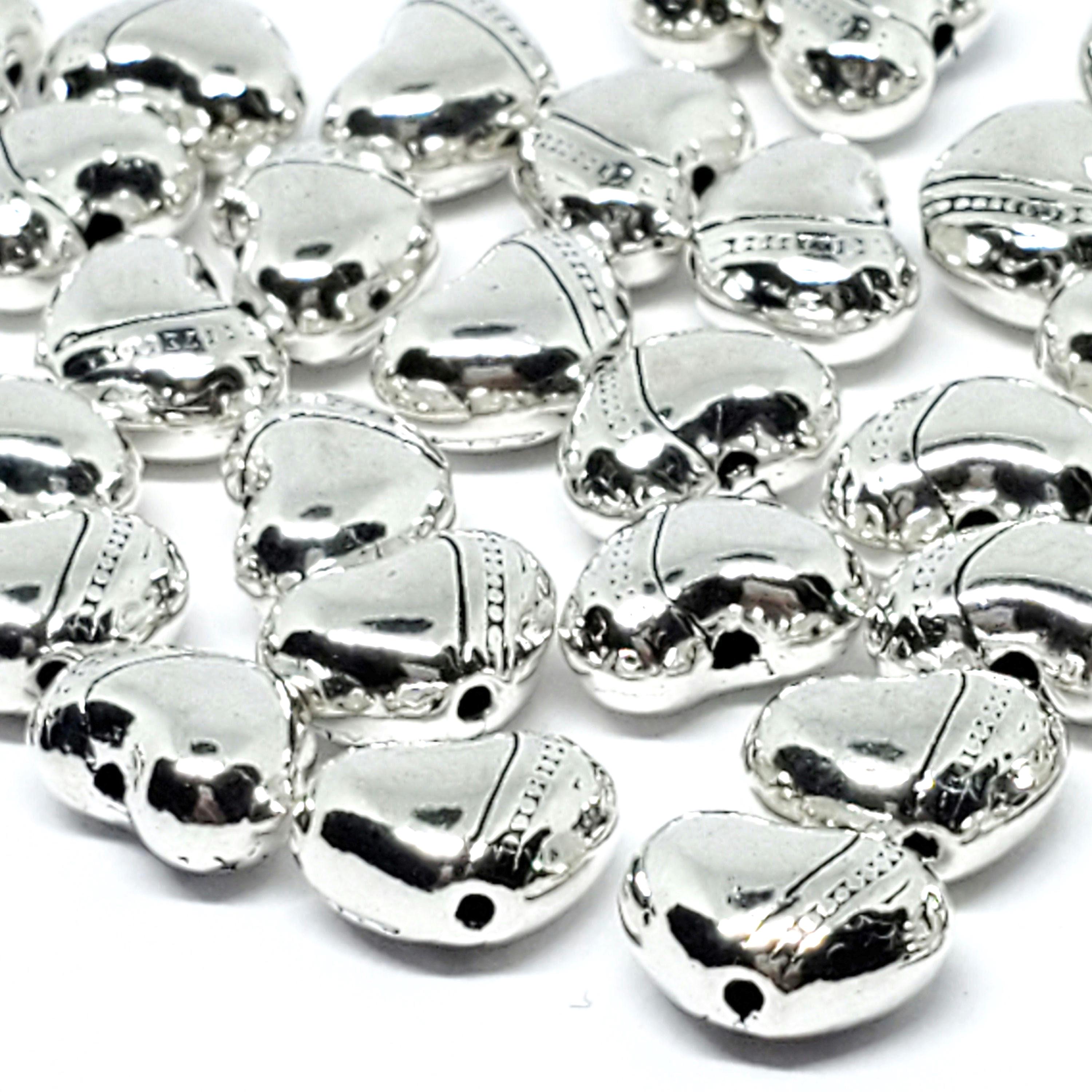 Stripes & Dots Heart Antique Silver 9x7mm - 25pcs