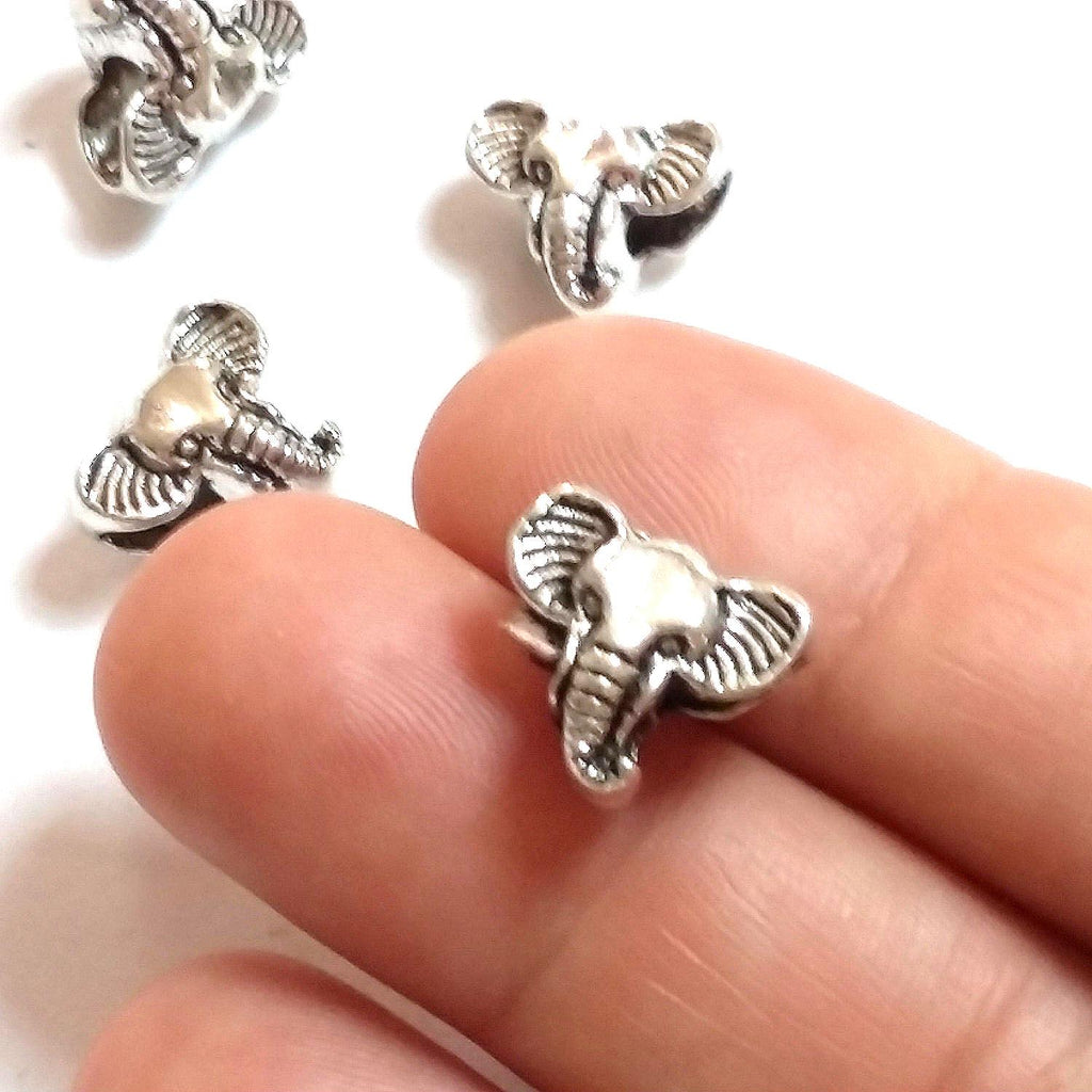 Elephant Head Antique Silver 12x10mm - 5pcs