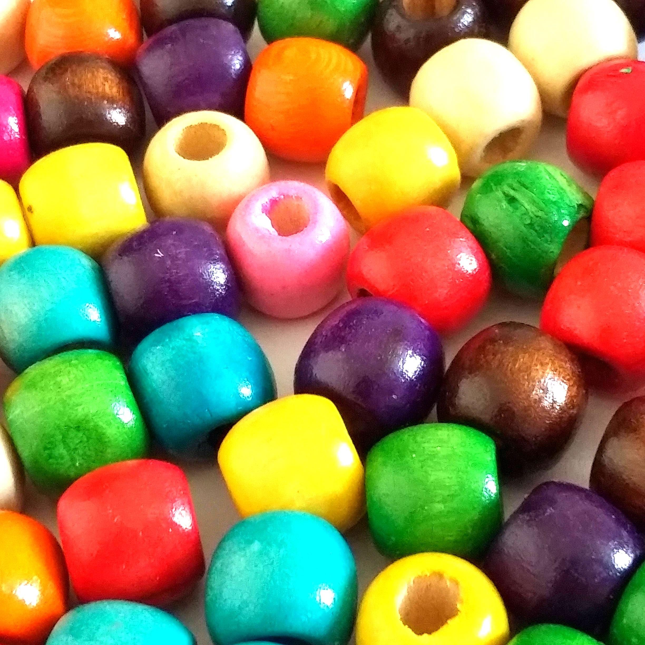 Wooden Drum Mixed Colour 12x10mm - 100pcs