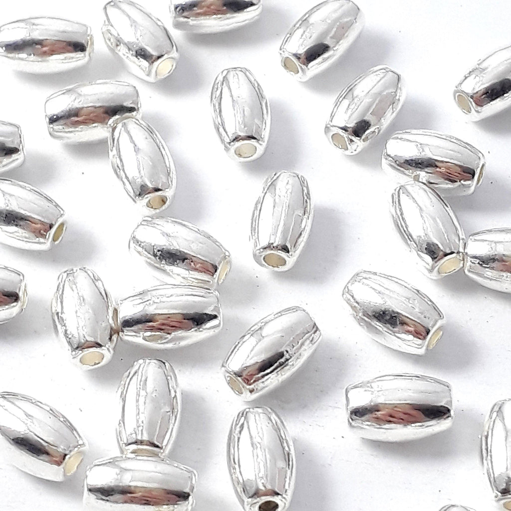 Smooth Oval Silver Plated 6x4mm - 25pcs
