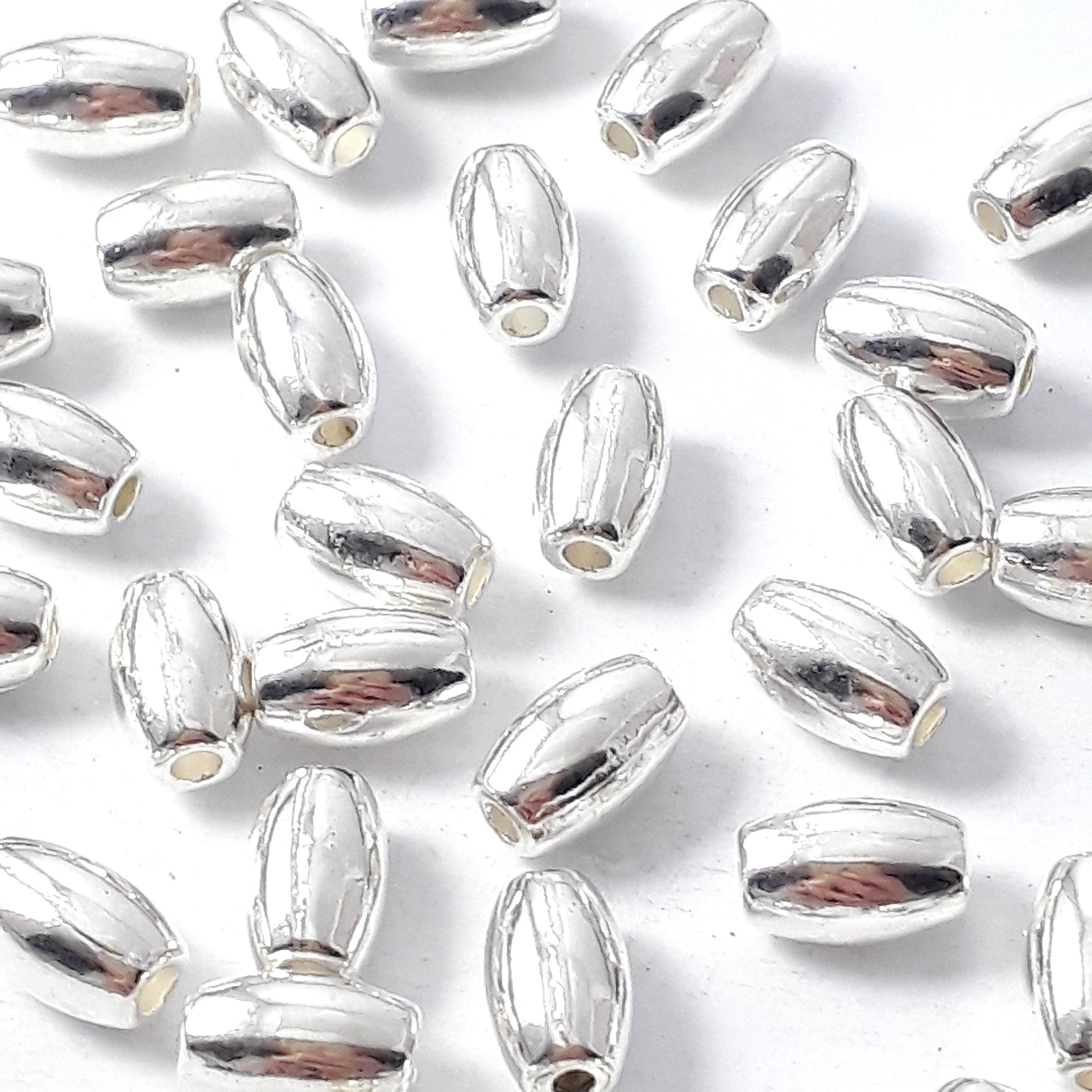 Smooth Oval Silver Plated 6x4mm - 25pcs