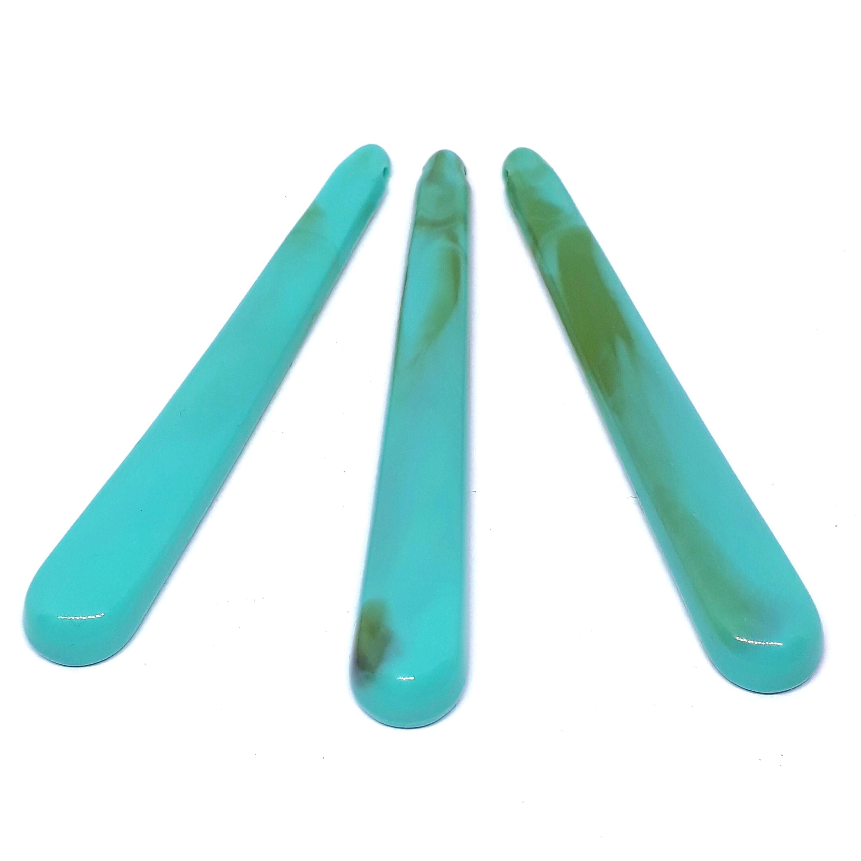 Long Turquoise Acrylic Drop 69x11mm - 5pcs