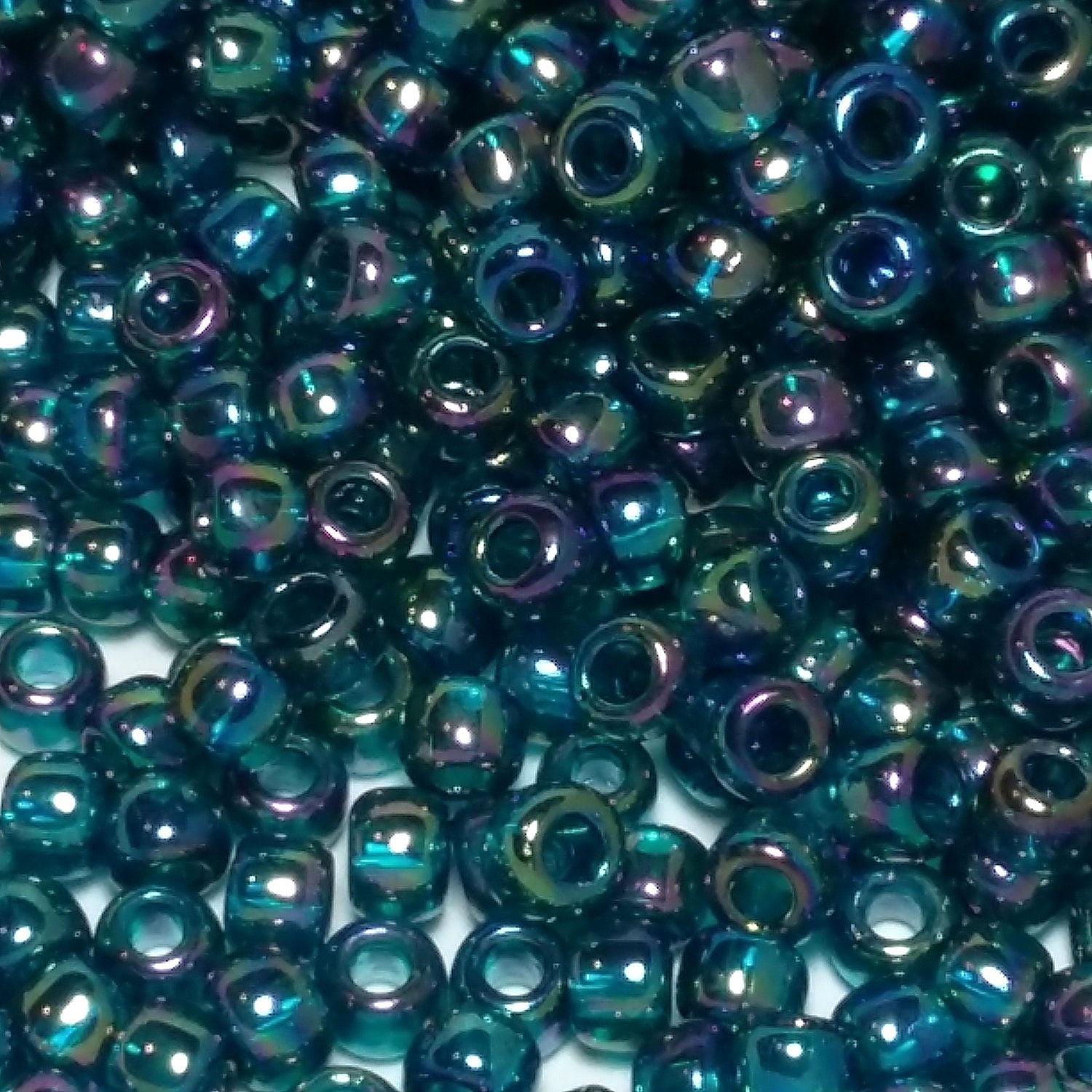 Transparent-Rainbow Teal TOHO Seed Glass 6/0 - 10g