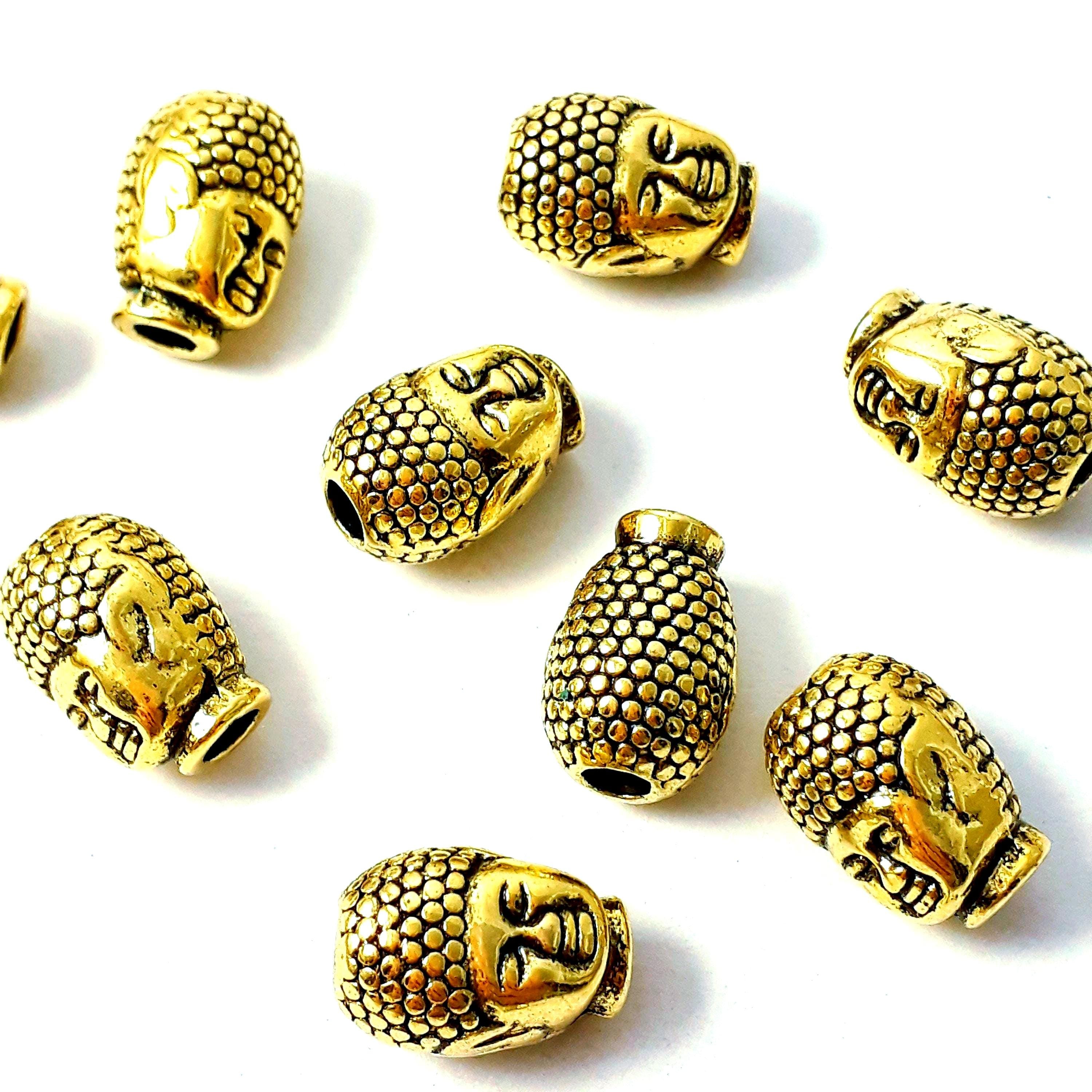Buddha Head Antique Gold 13x9mm - 4pcs