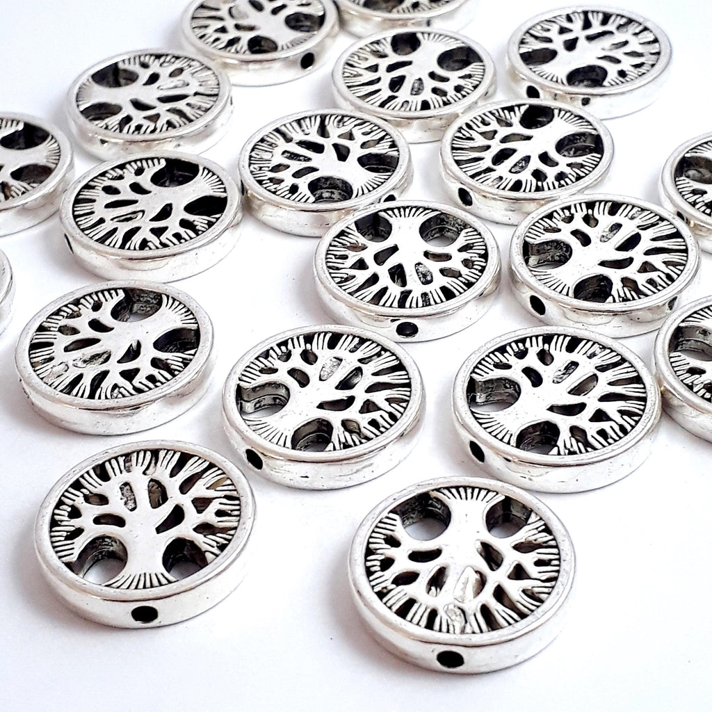Tree Of Life Filigree Coin Antique Silver 18mm - 2pcs