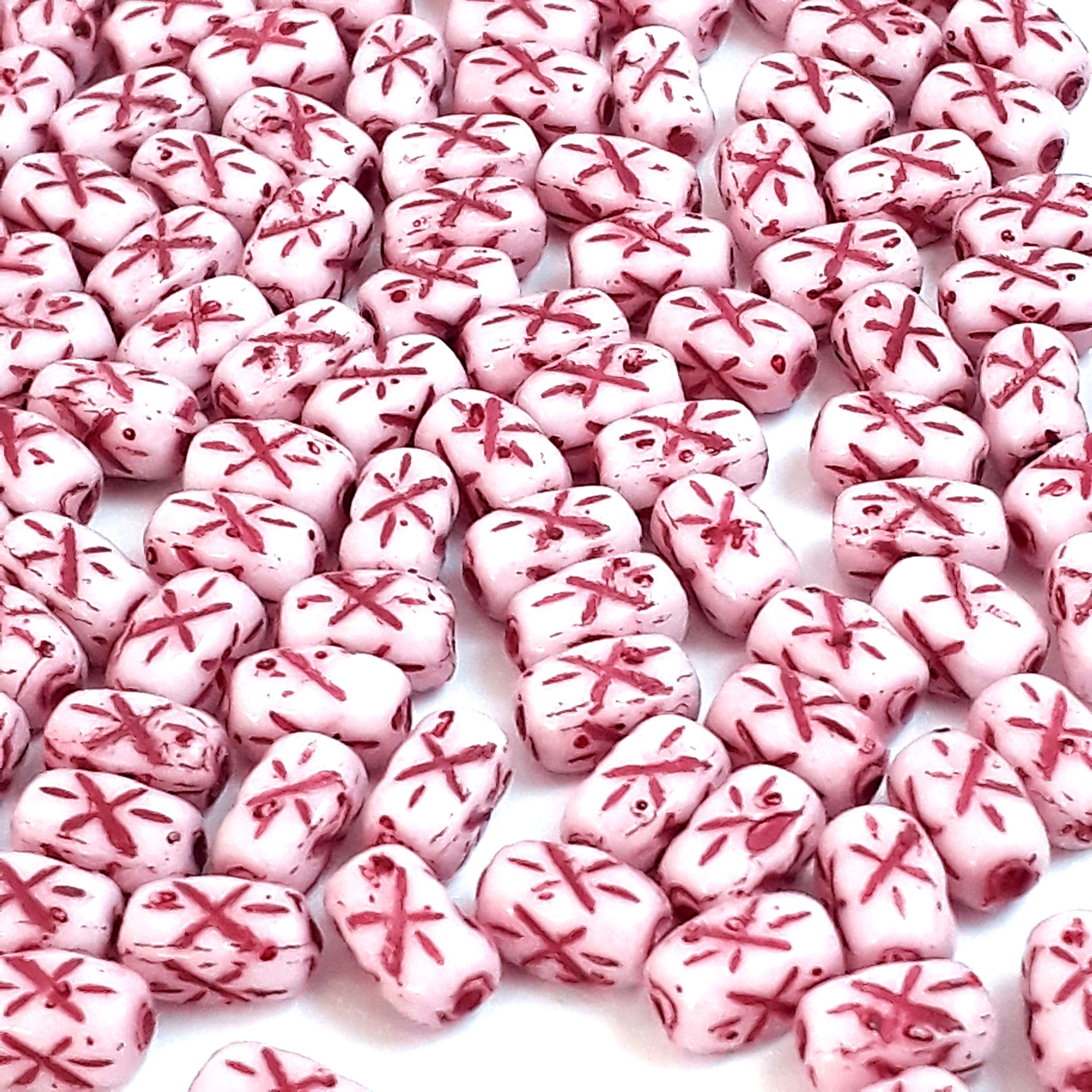 Mauve Red-Lined Star Czech Glass Tube 6x4mm - 30pcs