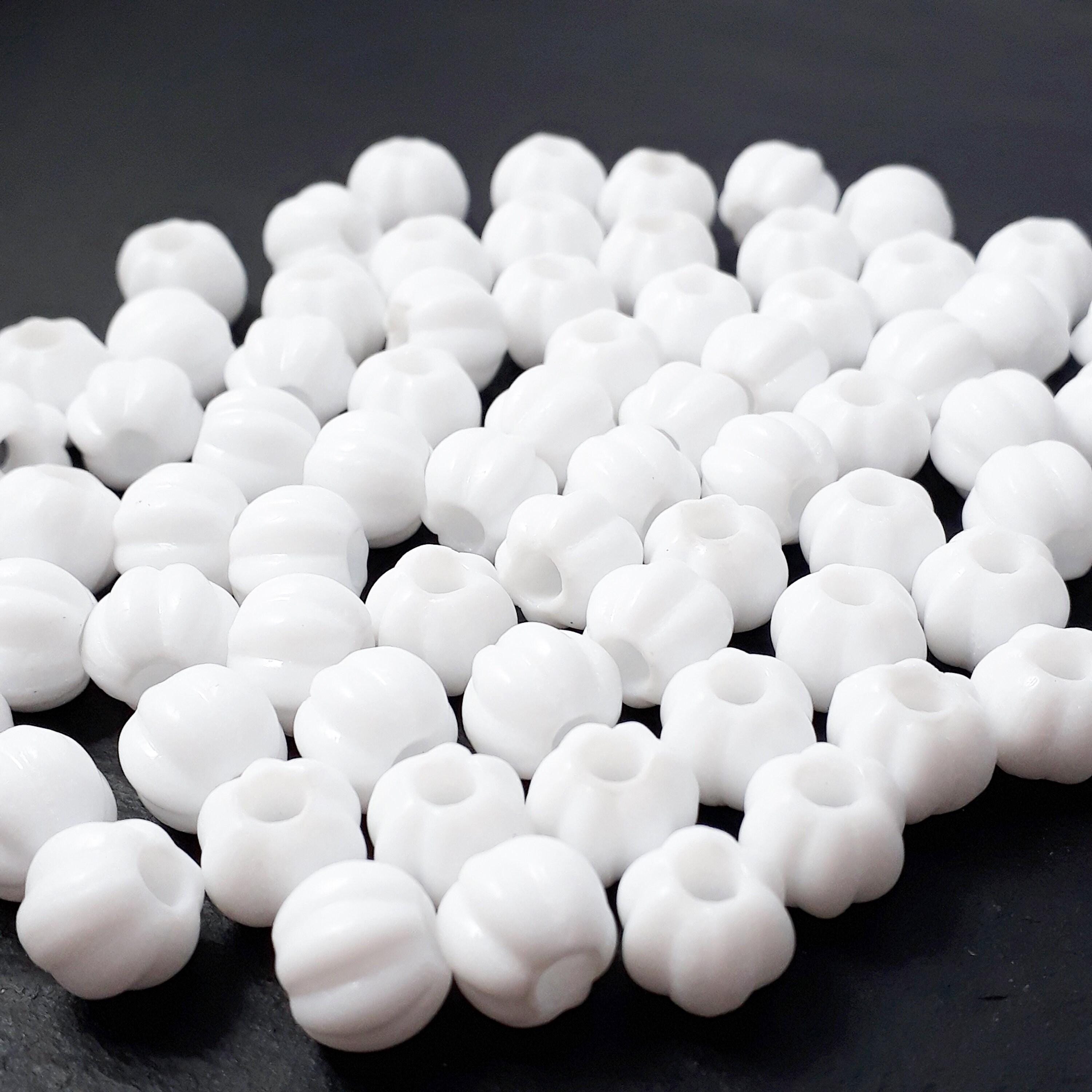 Czech Glass White Round Fluted 6mm - 30pcs