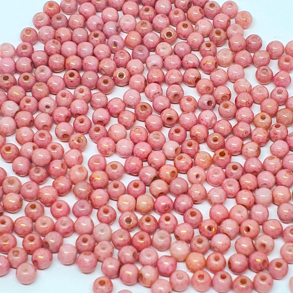 Pink & Gold Lustre Czech Glass Round 3mm - 120pcs