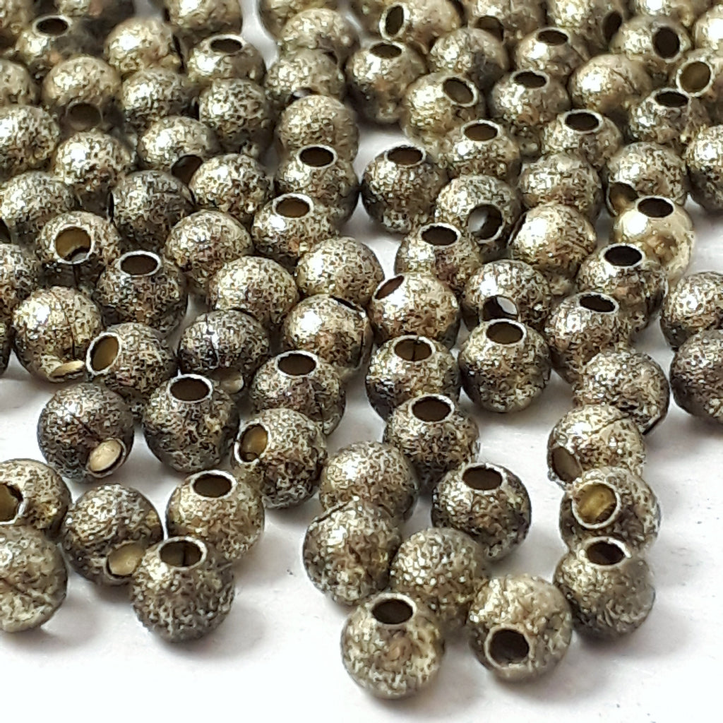 Antique Bronze Glitter Round 4mm - 50pcs